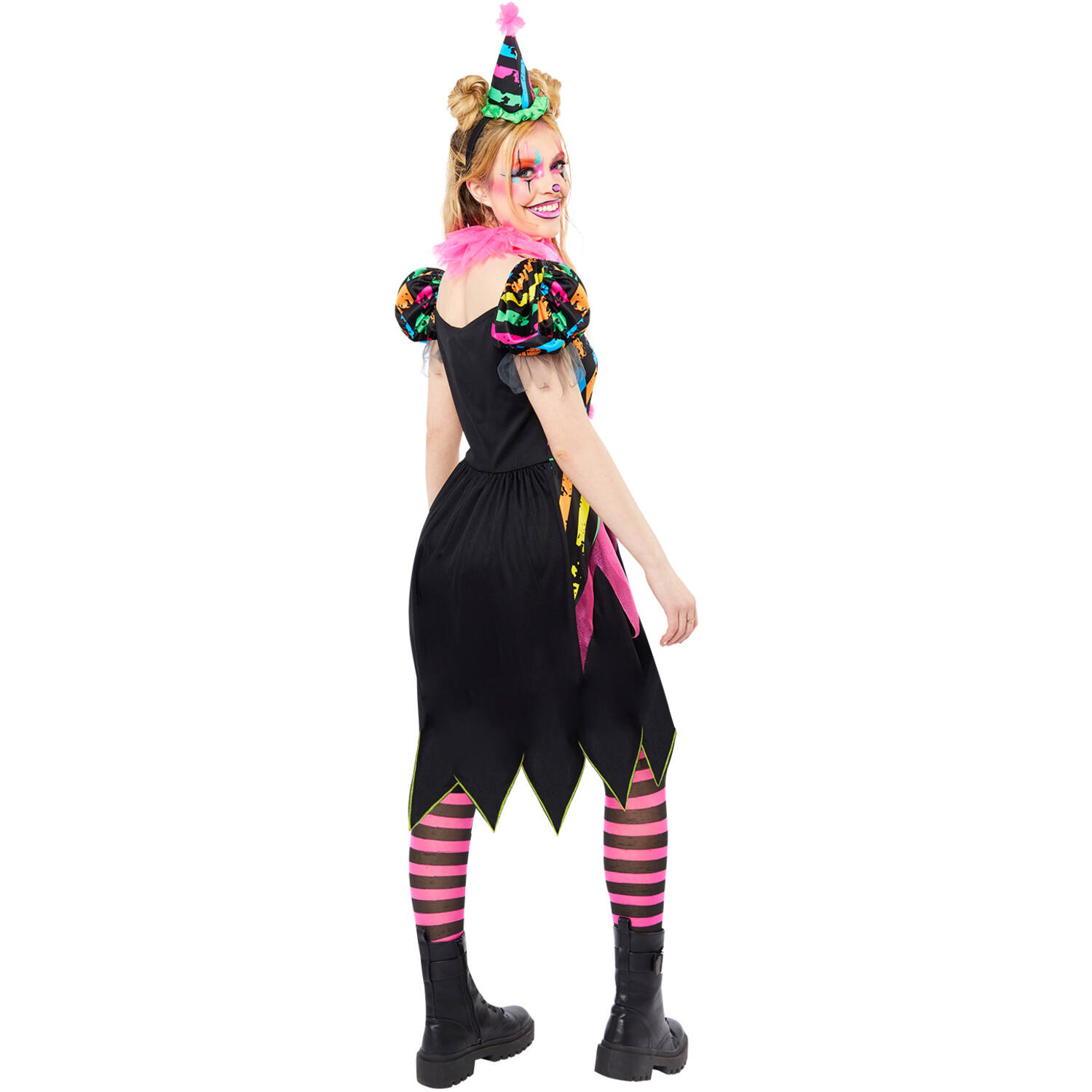 Adult Costume Funhouse Neon Clown Ladies Size L