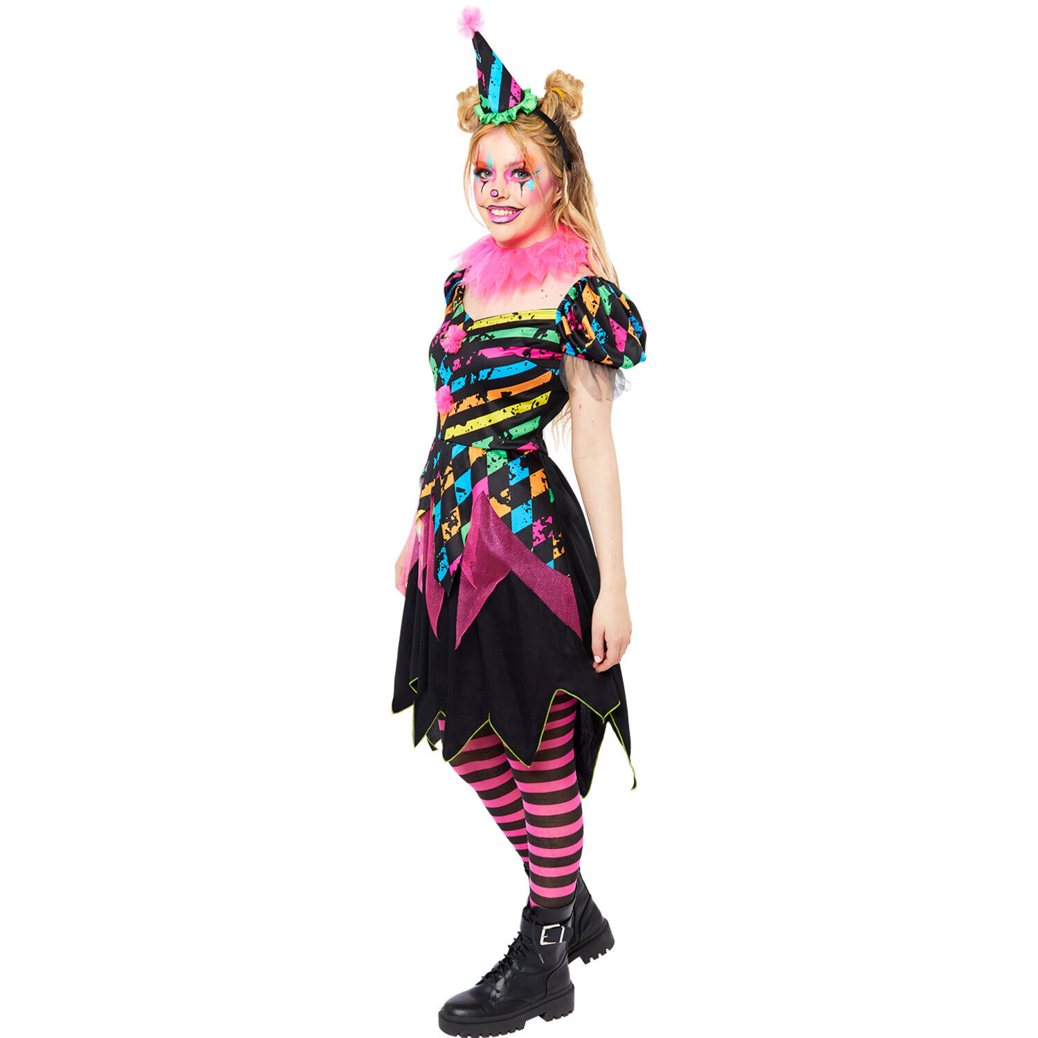 Adult Costume Funhouse Neon Clown Ladies Size XL