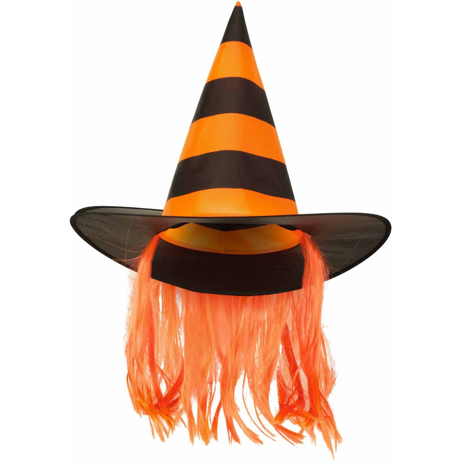 Witch Hat Striped Orange with Hair