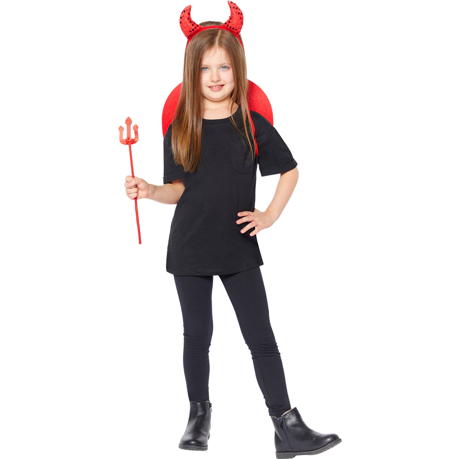 Kids Accessory Kit Foil Devil Wings with Headband and Trident