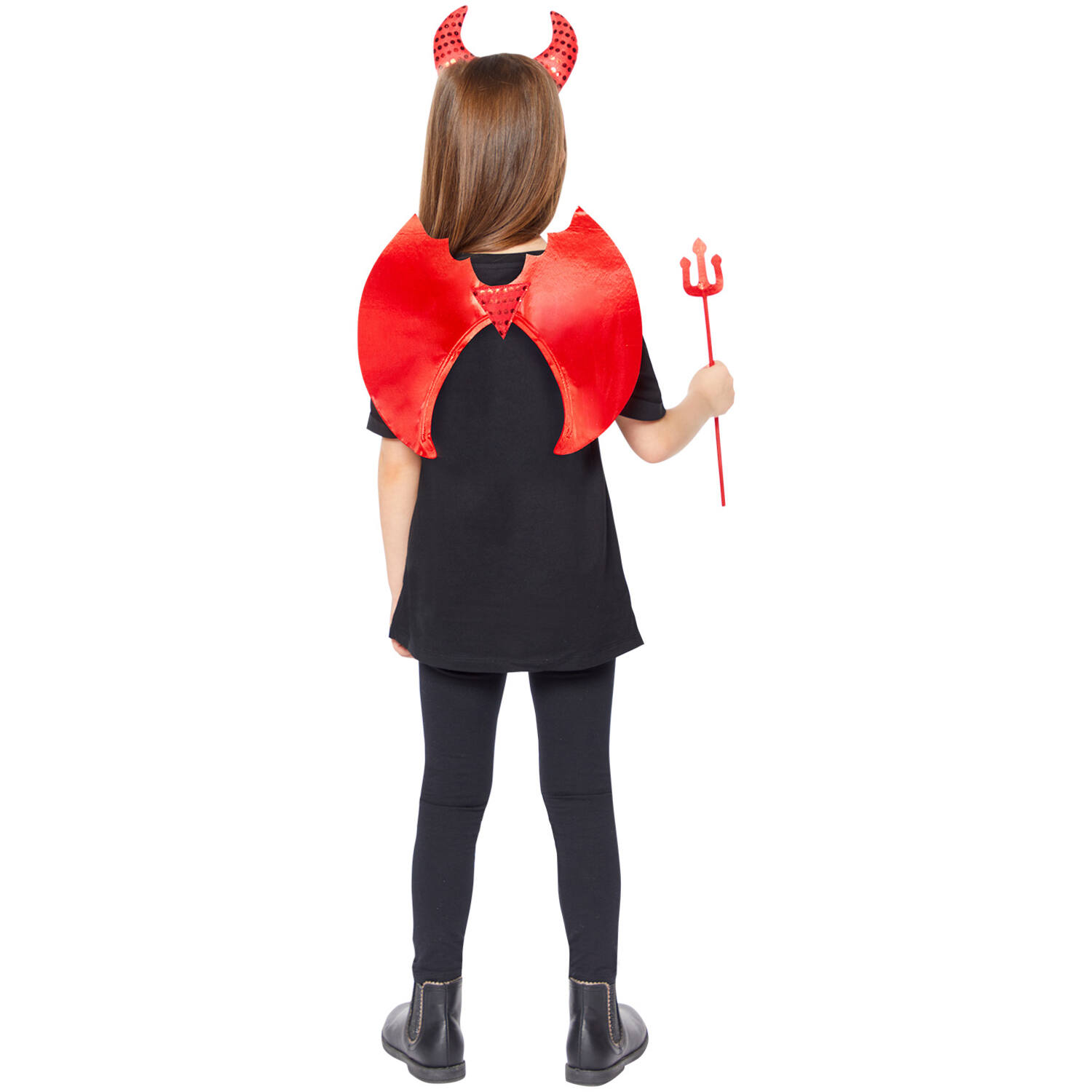 Kids Accessory Kit Foil Devil Wings with Headband and Trident