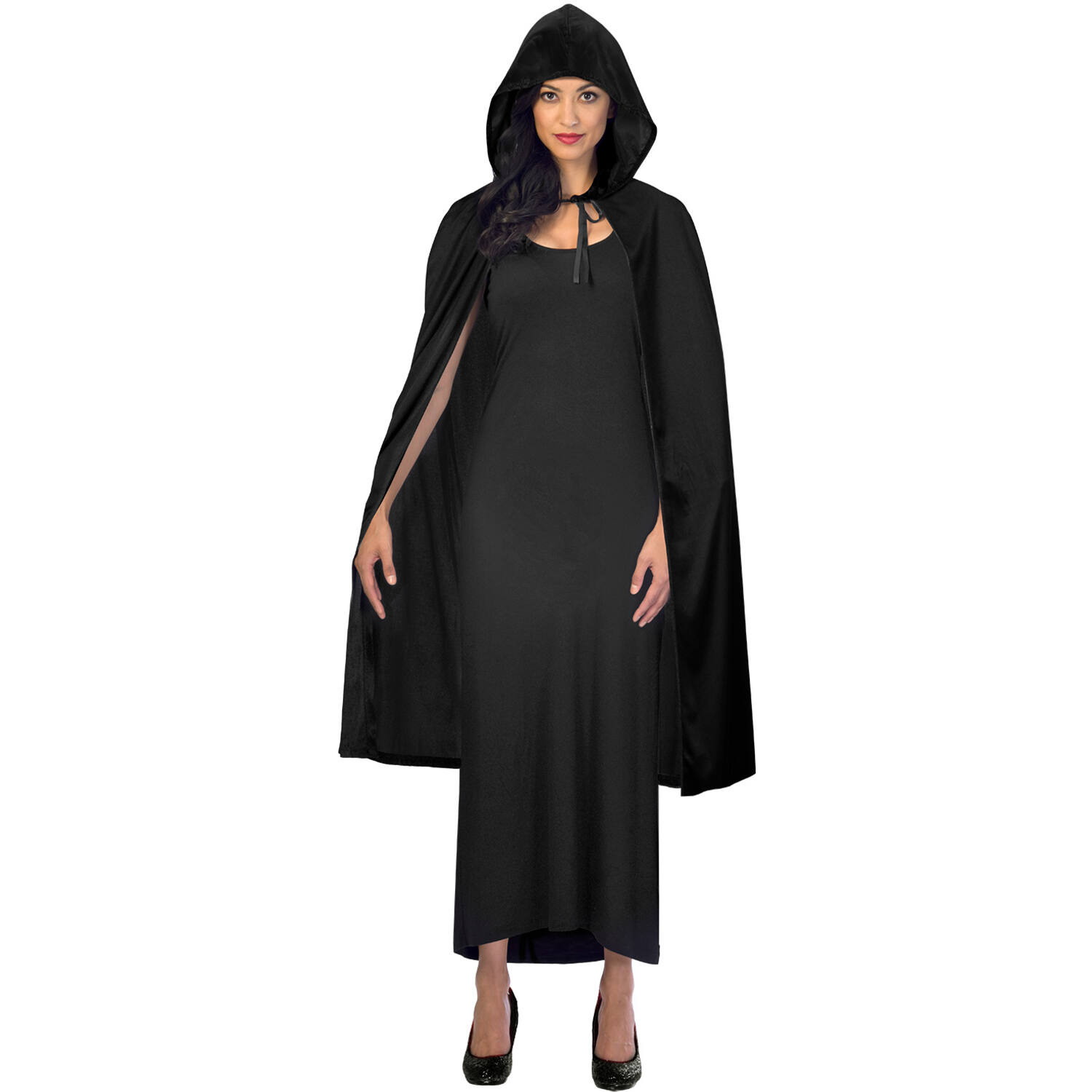 Costume Accessory Black Hooded Cape One size