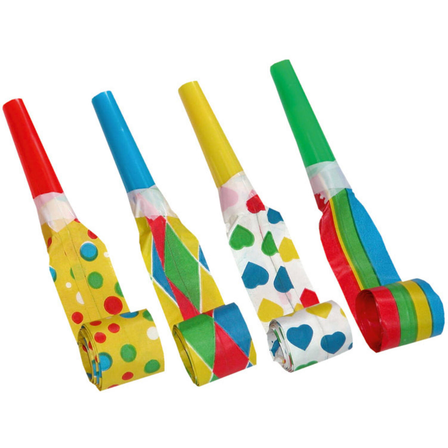 7 Blowouts Multicolour Assorted Plastic / Paper 30 cm