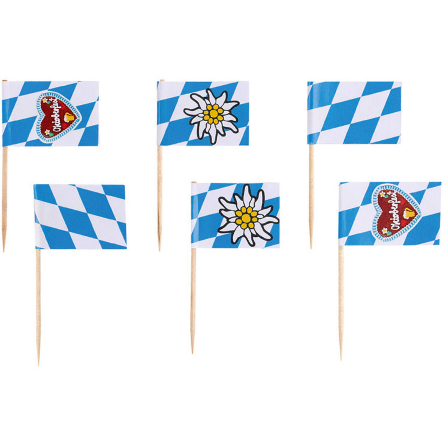 30 Picks Flags Bavaria Wood 6.5 cm