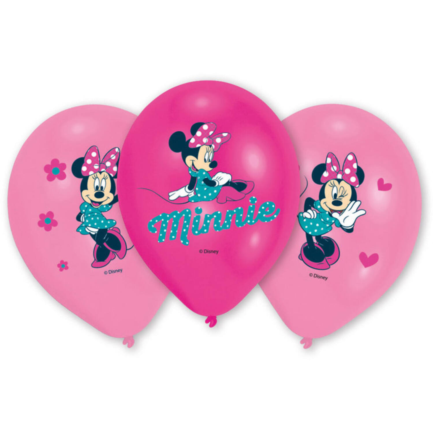 6 Latex Balloons Minnie 27.5 cm / 11"