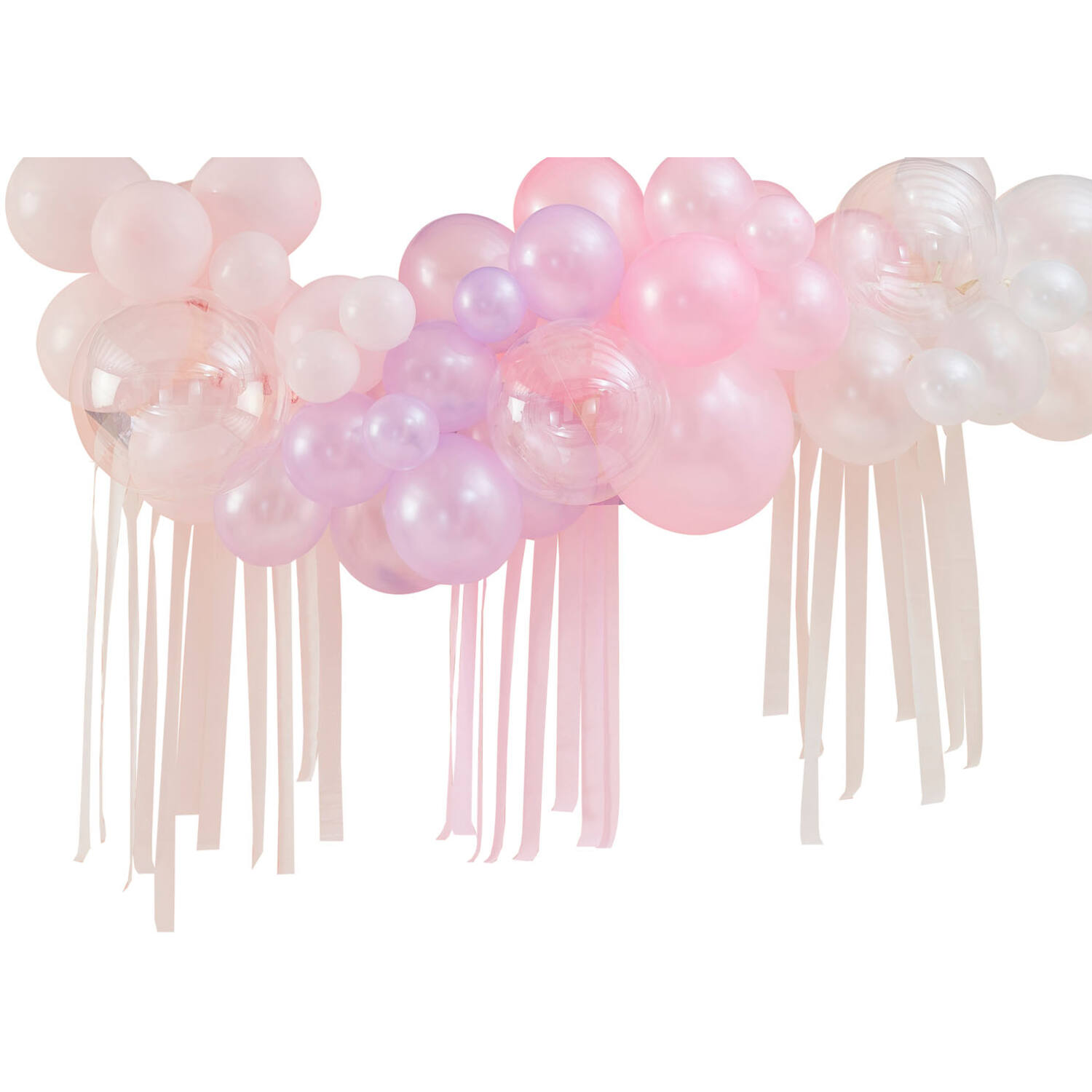 Balloon Backdrop - Balloon Arch with Streamers - Pastel