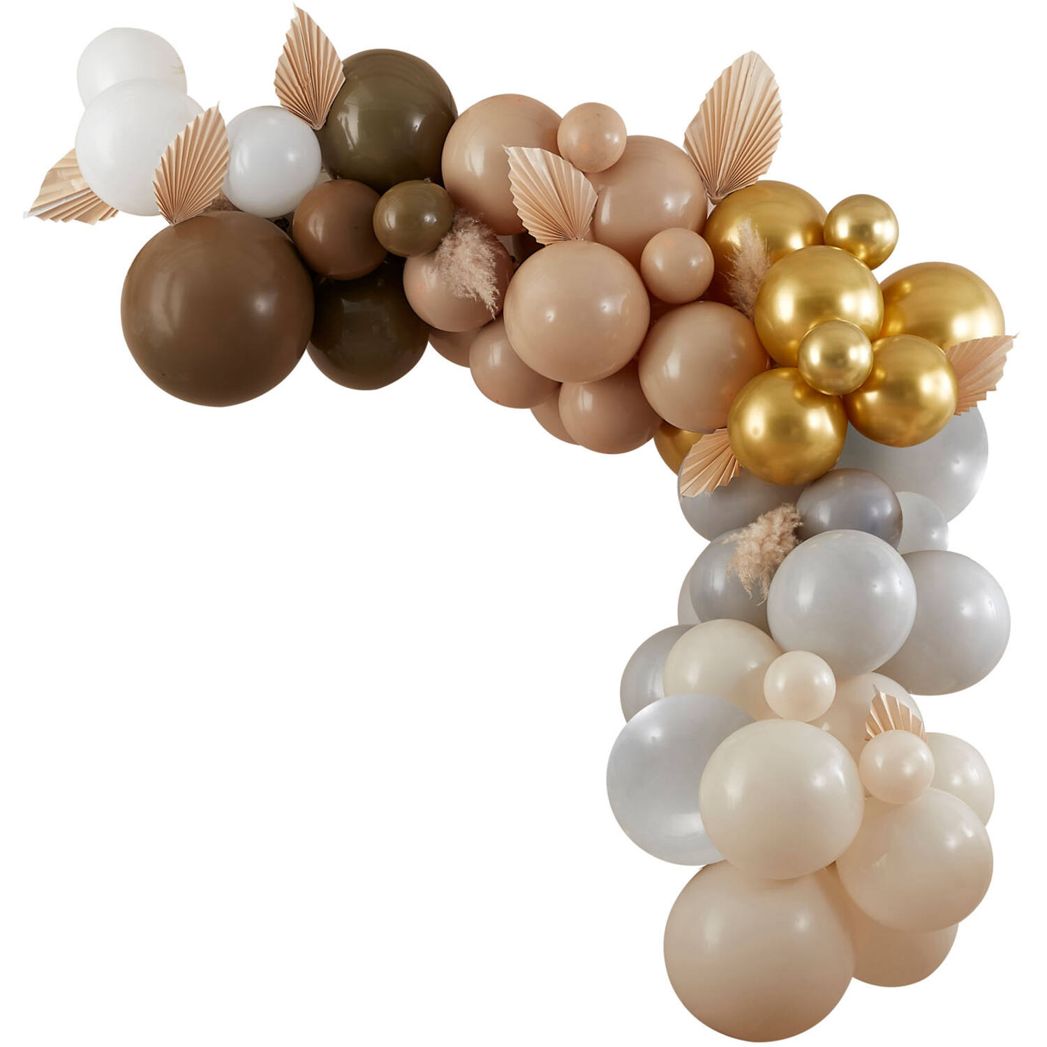 Balloon Arch - Paper Fans - Taupe, Brown & Nude
