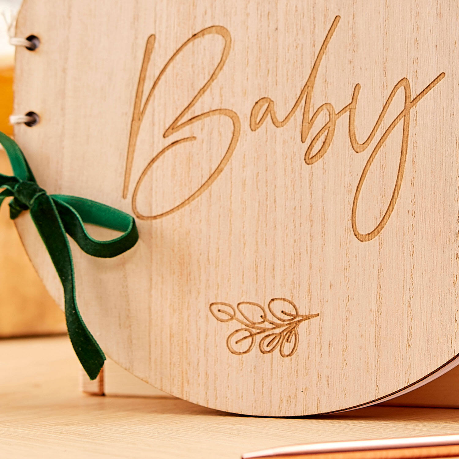 wooden hey baby guest book