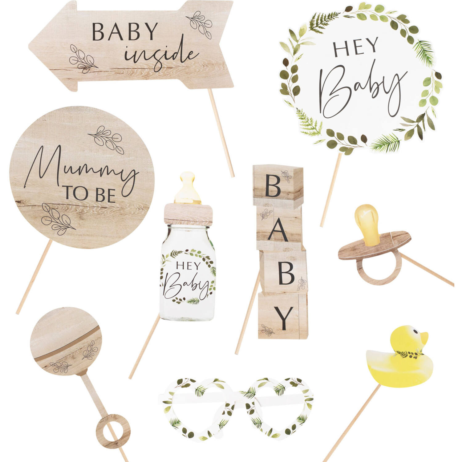 botanical baby shower photo booth props