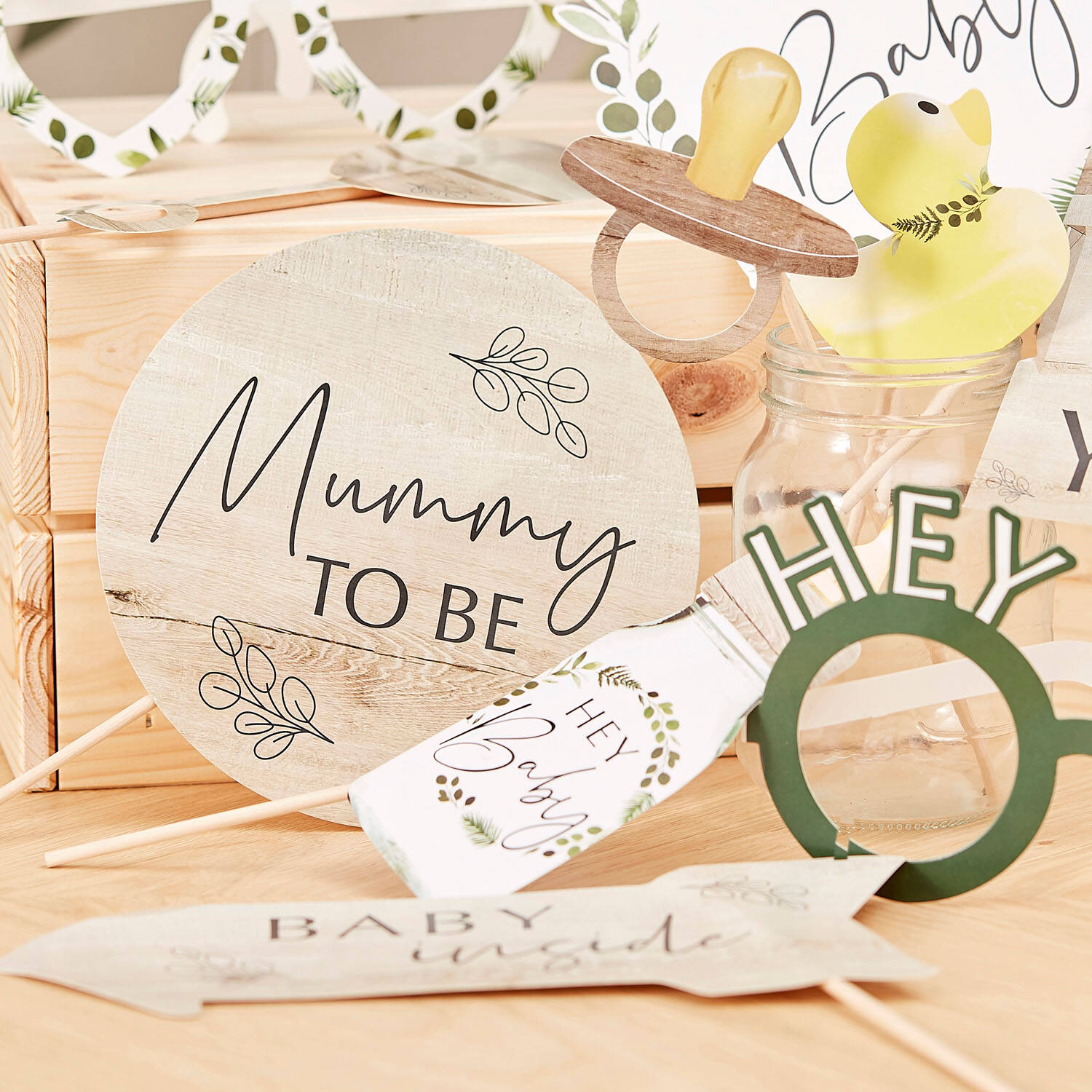 botanical baby shower photo booth props