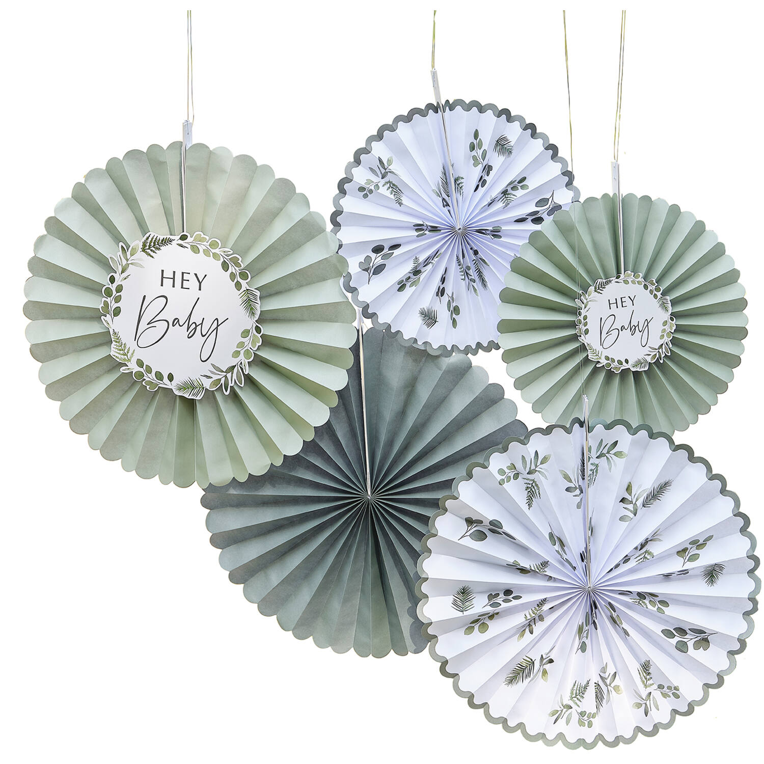 Fan Decorations - Botanical - Green