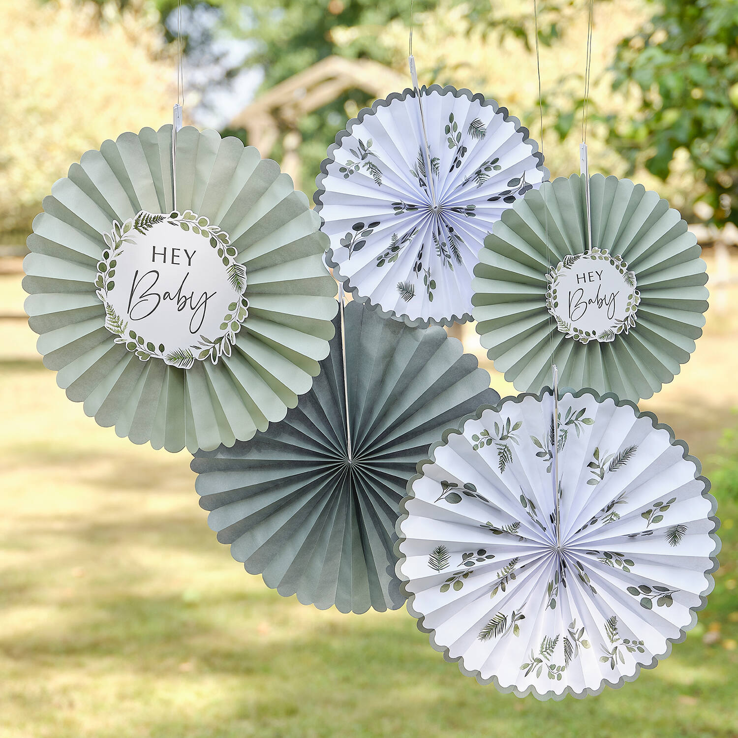 Fan Decorations - Botanical - Green
