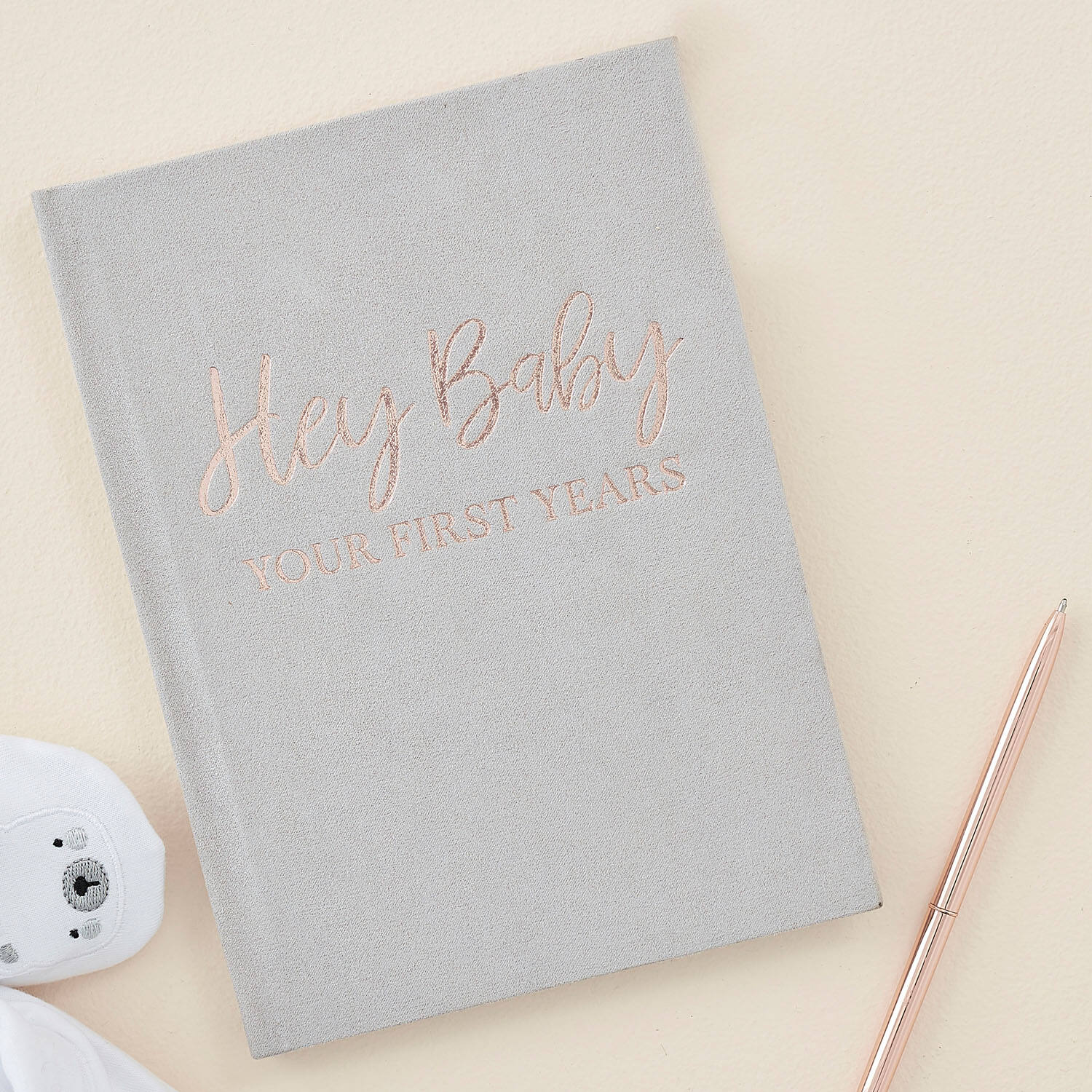 Guest Book - Grey Suede My Baby Journal - Foiled