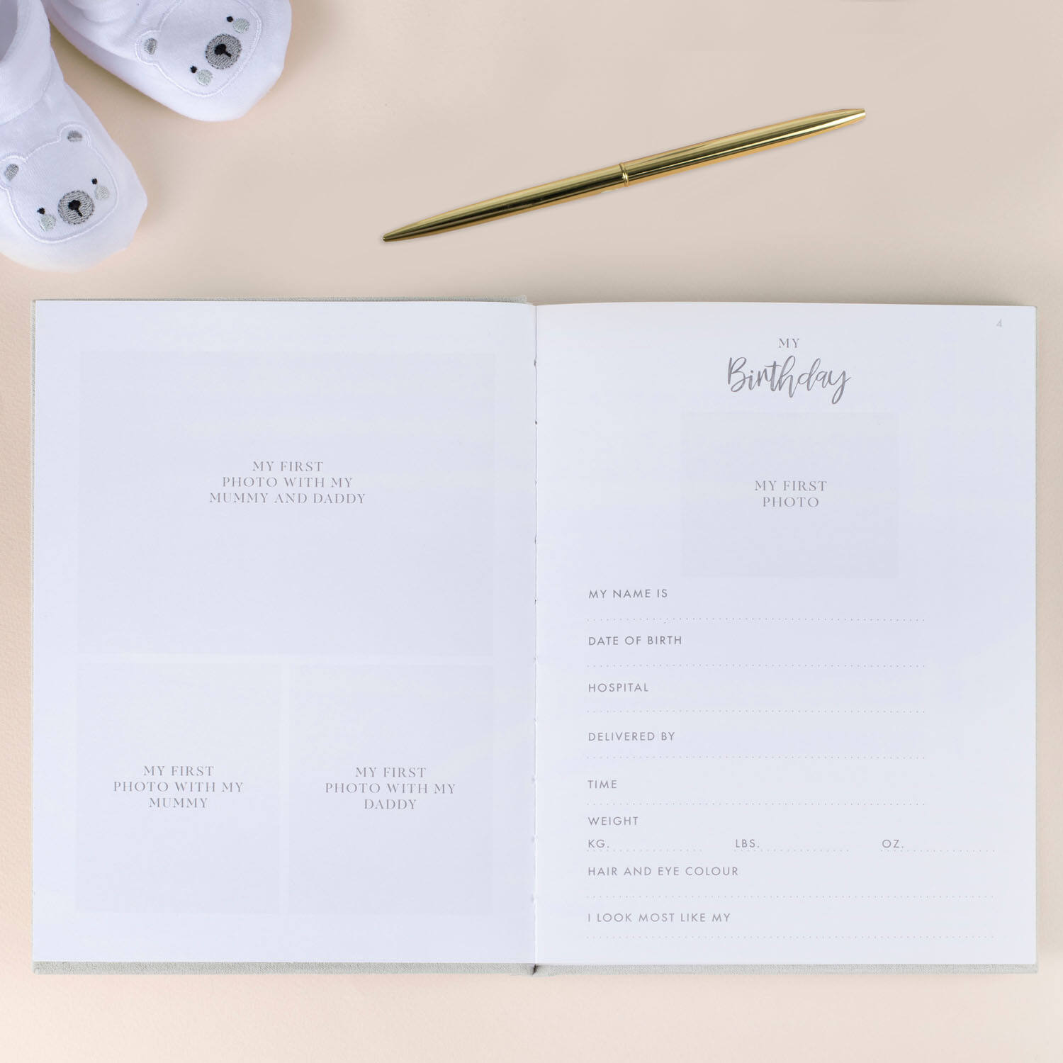 Guest Book - Grey Suede My Baby Journal - Foiled