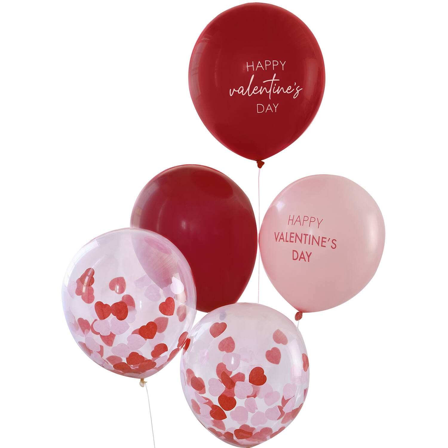 Balloon Bundle - 5pk Pink, Red & Confetti