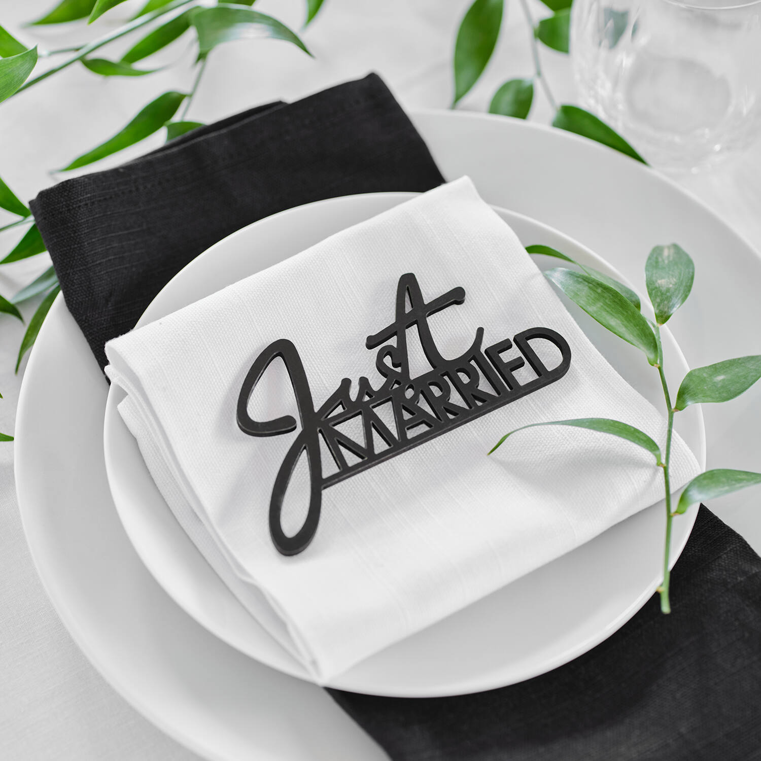 Table Decor - Black Wedding Script for Table - Wooden