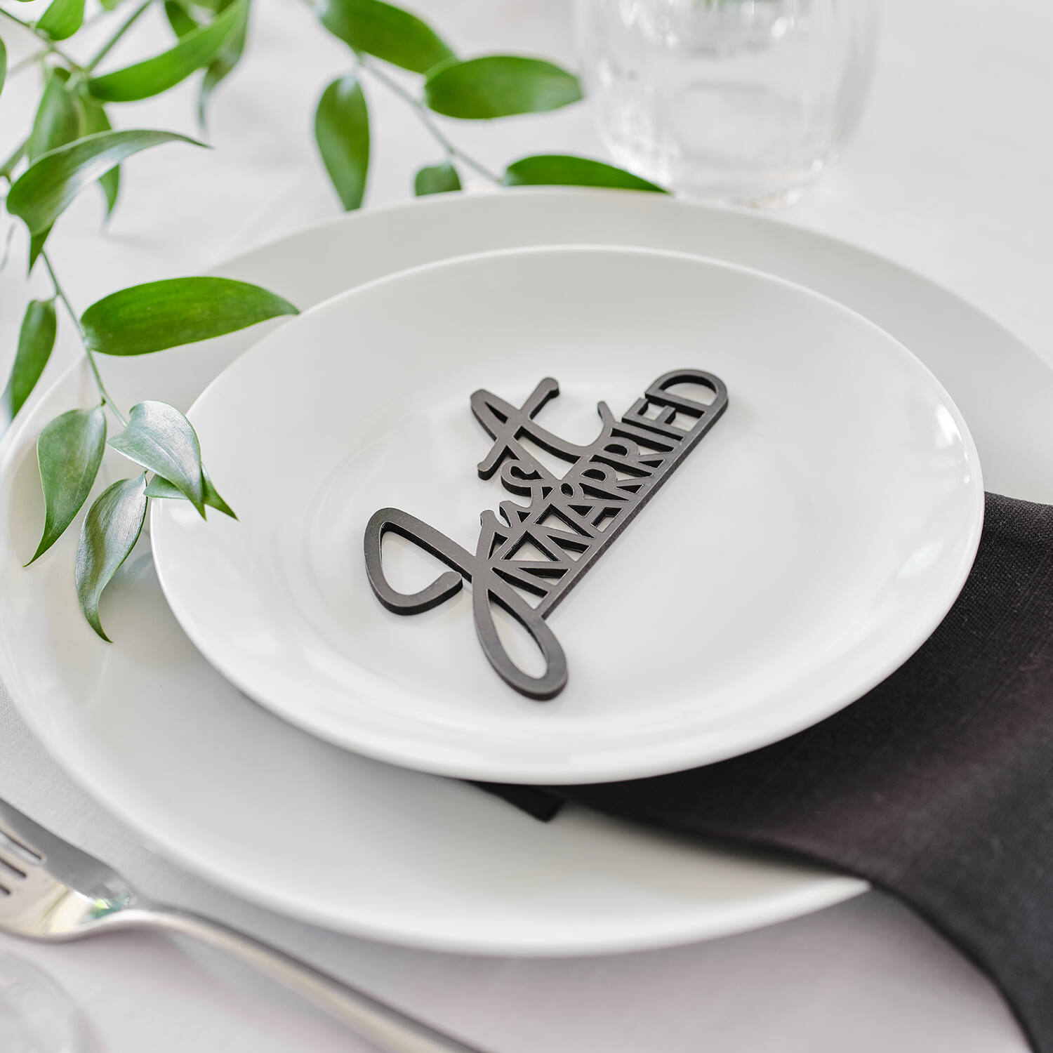 Table Decor - Black Wedding Script for Table - Wooden