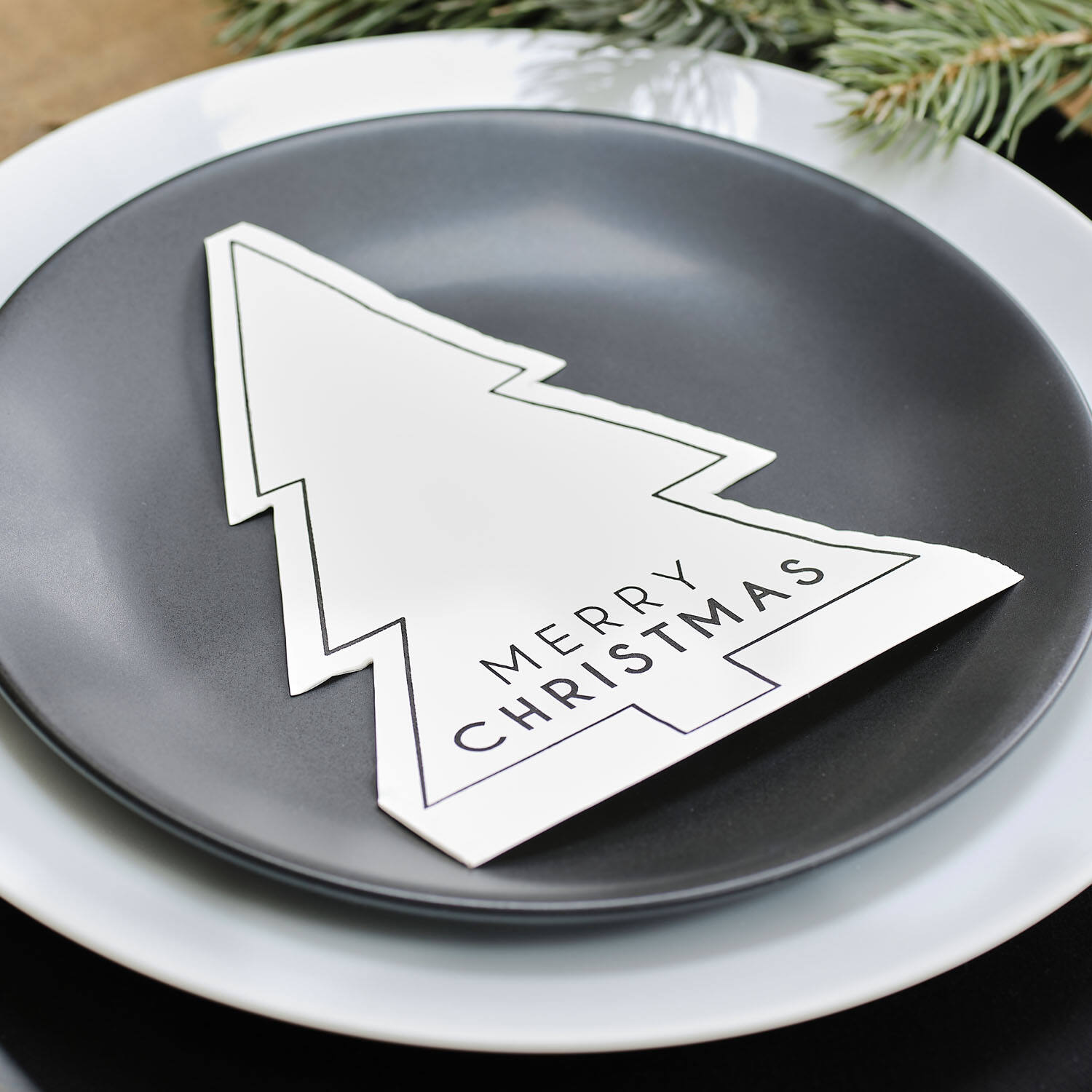Napkin - Merry Christmas - Black and White
