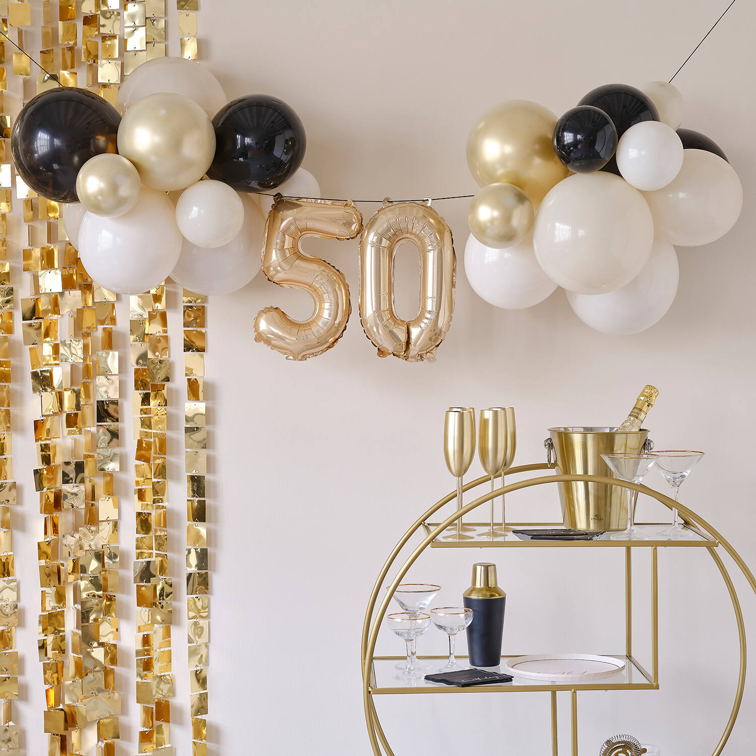 Balloon Bunting - 50 - Nude, Cream, Black, Champagne Chrome