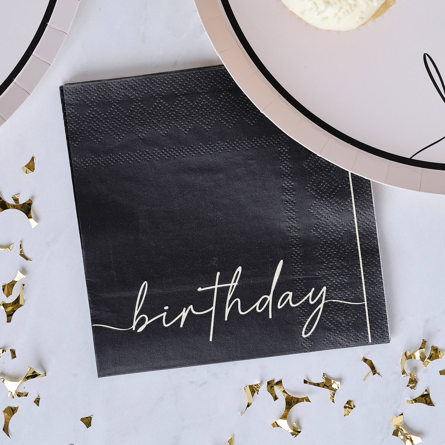Cocktail Napkin - Birthday - Black and Nude