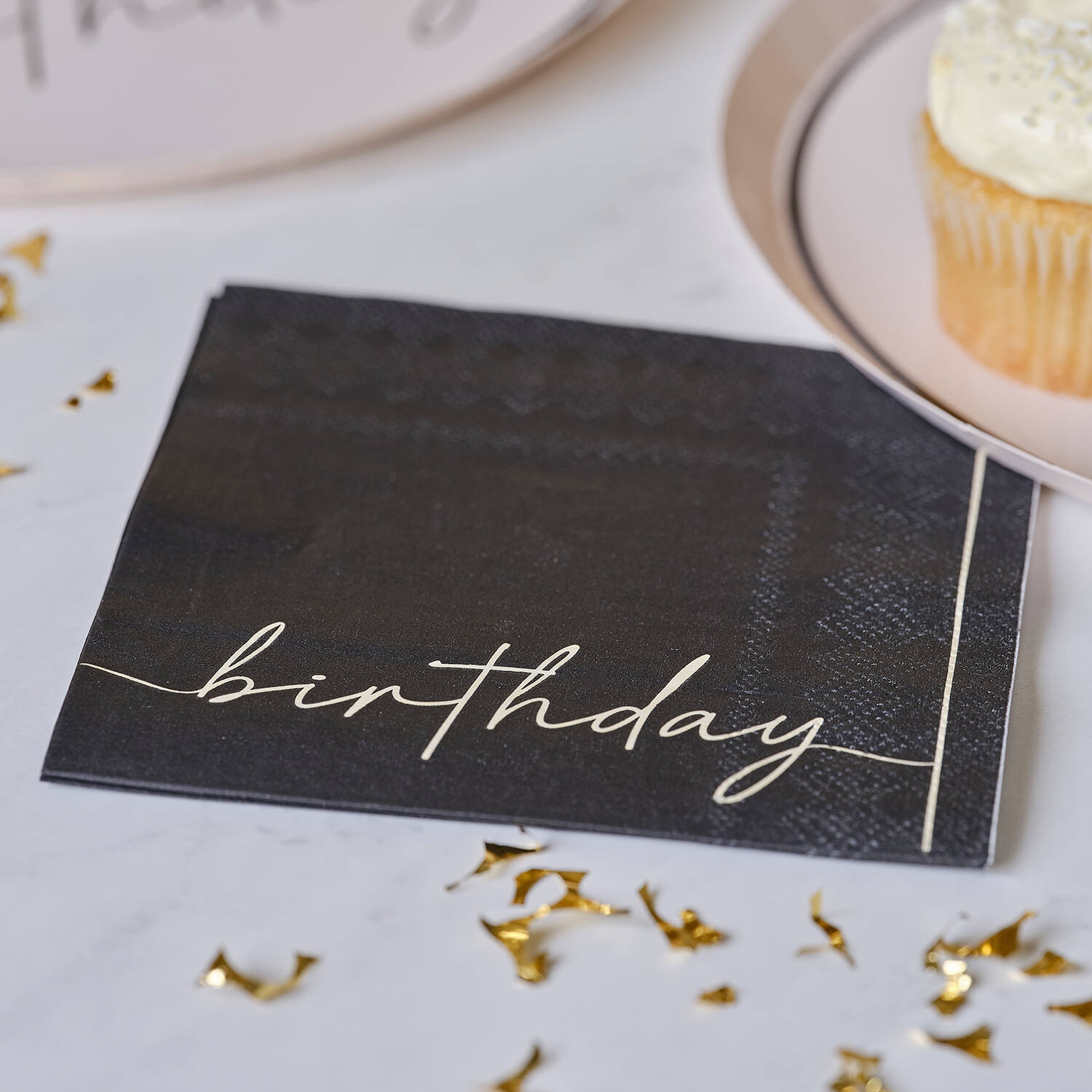Cocktail Napkin - Birthday - Black and Nude
