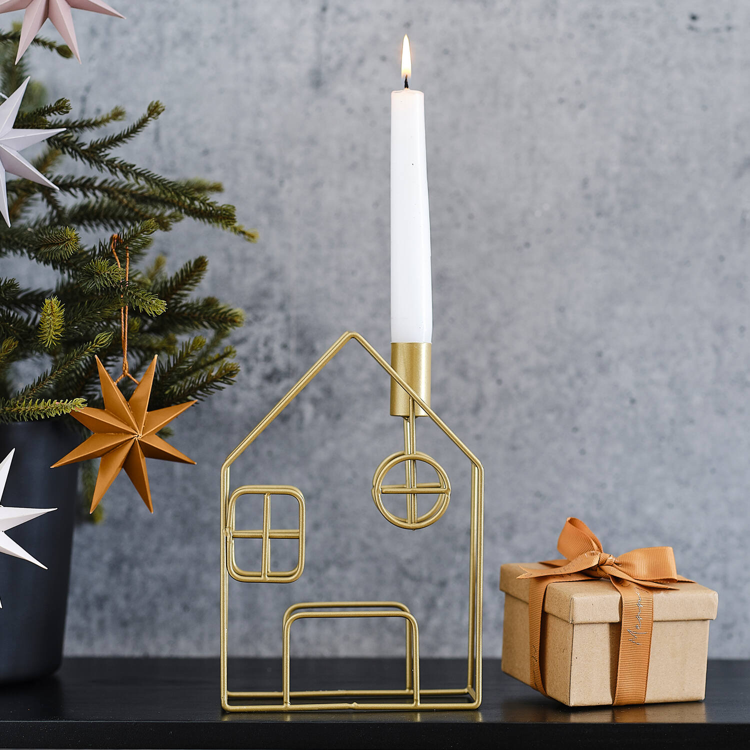 Metal House Dinner Candle Holder