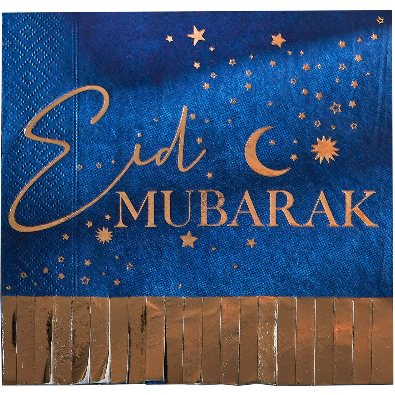 Paper Napkin - Eid Mubarak Fringe Napkin - Navy and Gold