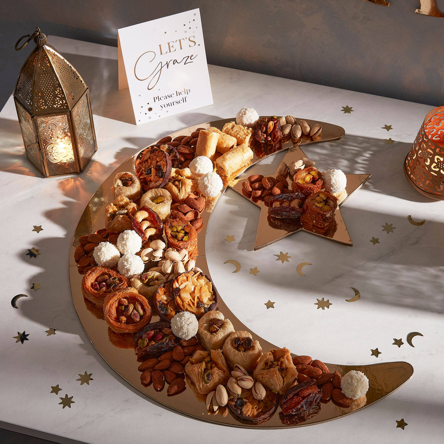 Grazing Board - Crescent Moon and Star Shaped - Gold
