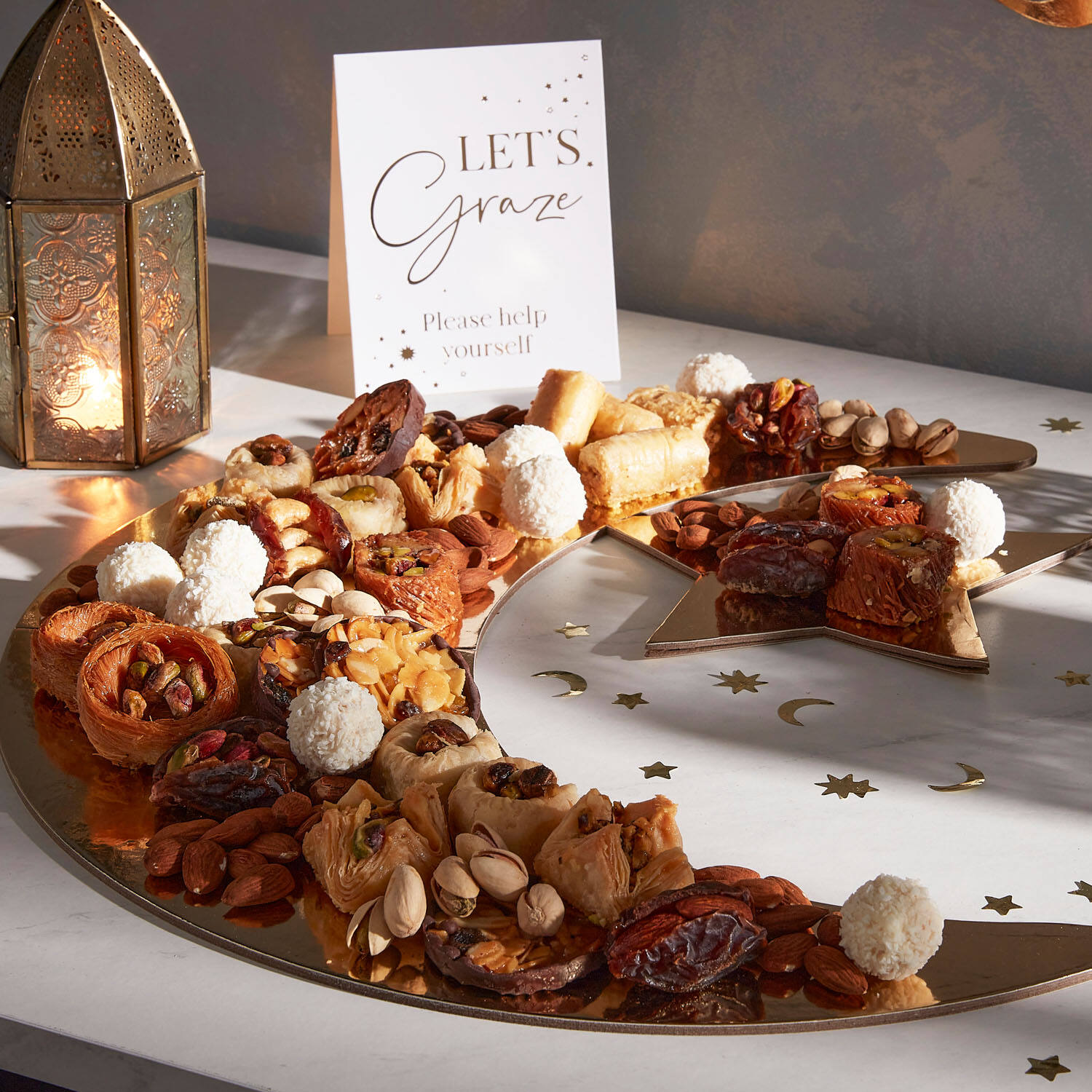 Grazing Board - Crescent Moon and Star Shaped - Gold