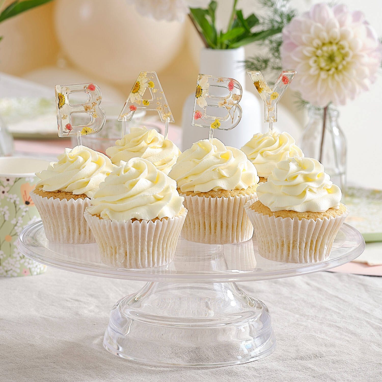Pressed Flowers Baby Cake Topper