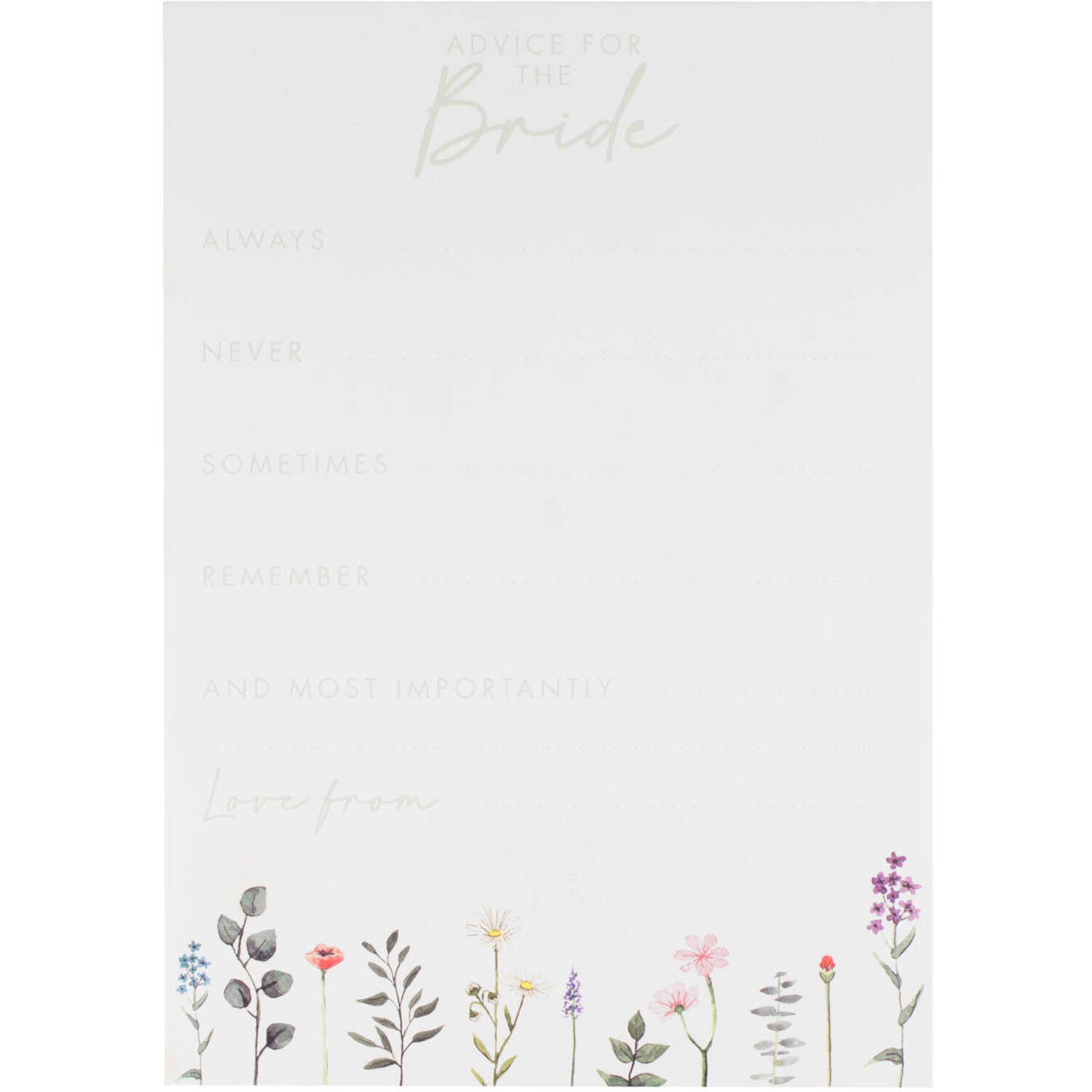 Advice Cards - Floral Advice to the Bride Cards