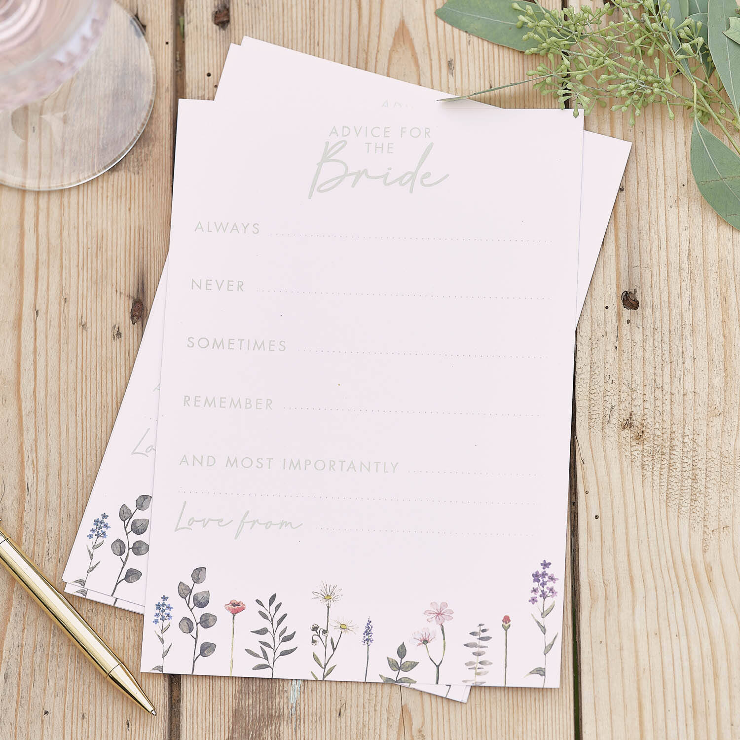 Advice Cards - Floral Advice to the Bride Cards