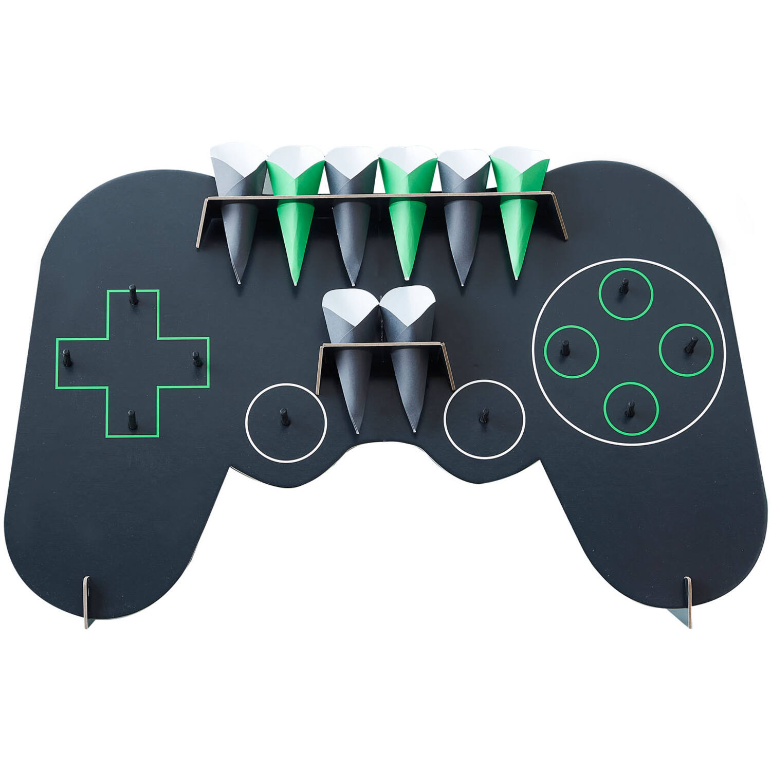 Treat Stand - 3D Controller Shaped with Dowels and Cones - Black