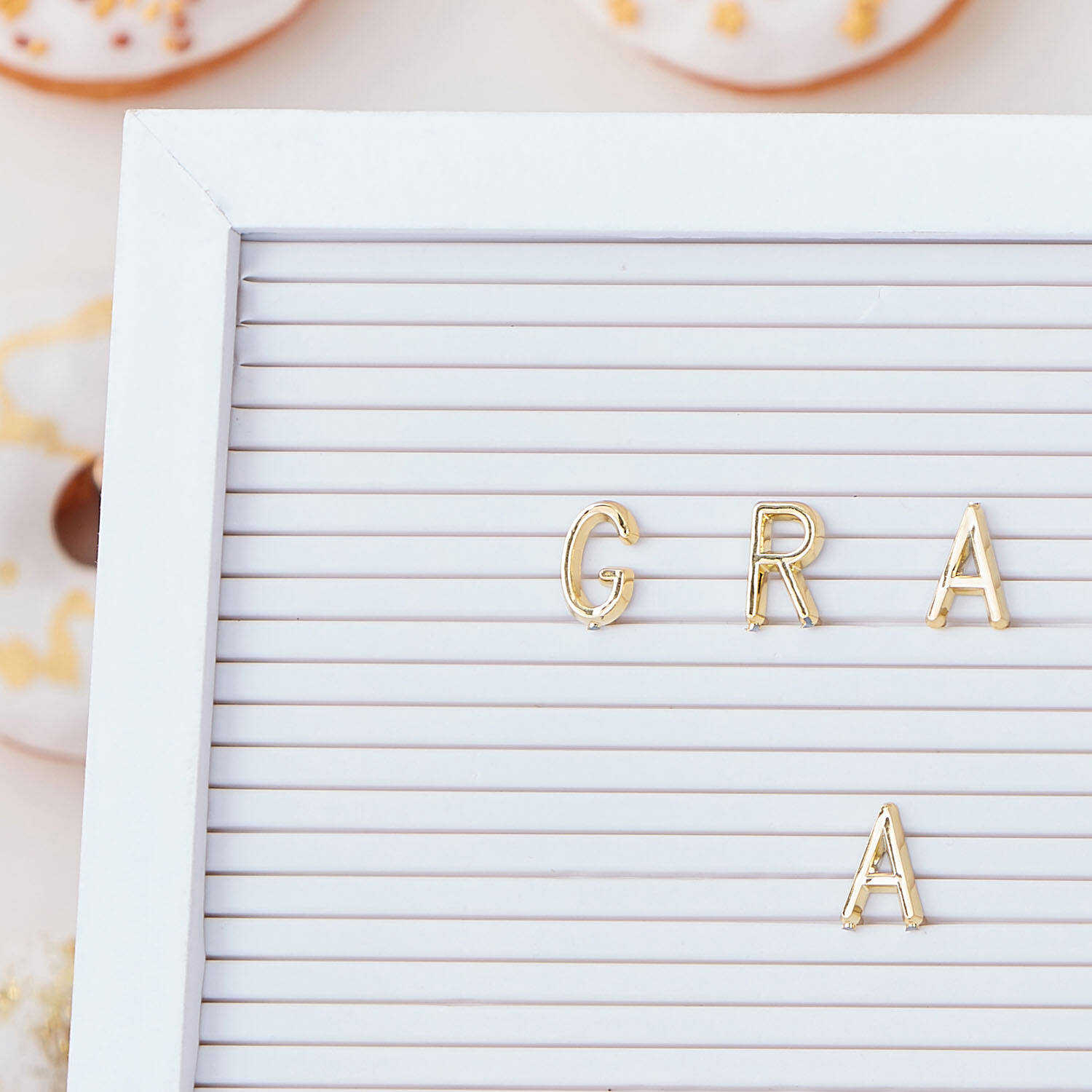 Peg Board - White with Gold Letters