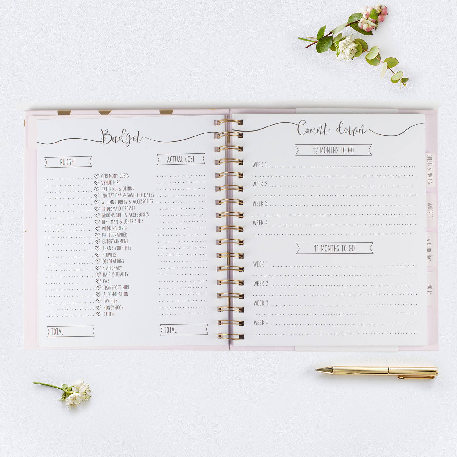 Wedding Planner Gold Wedding Paper 23 x 22 x 3 cm