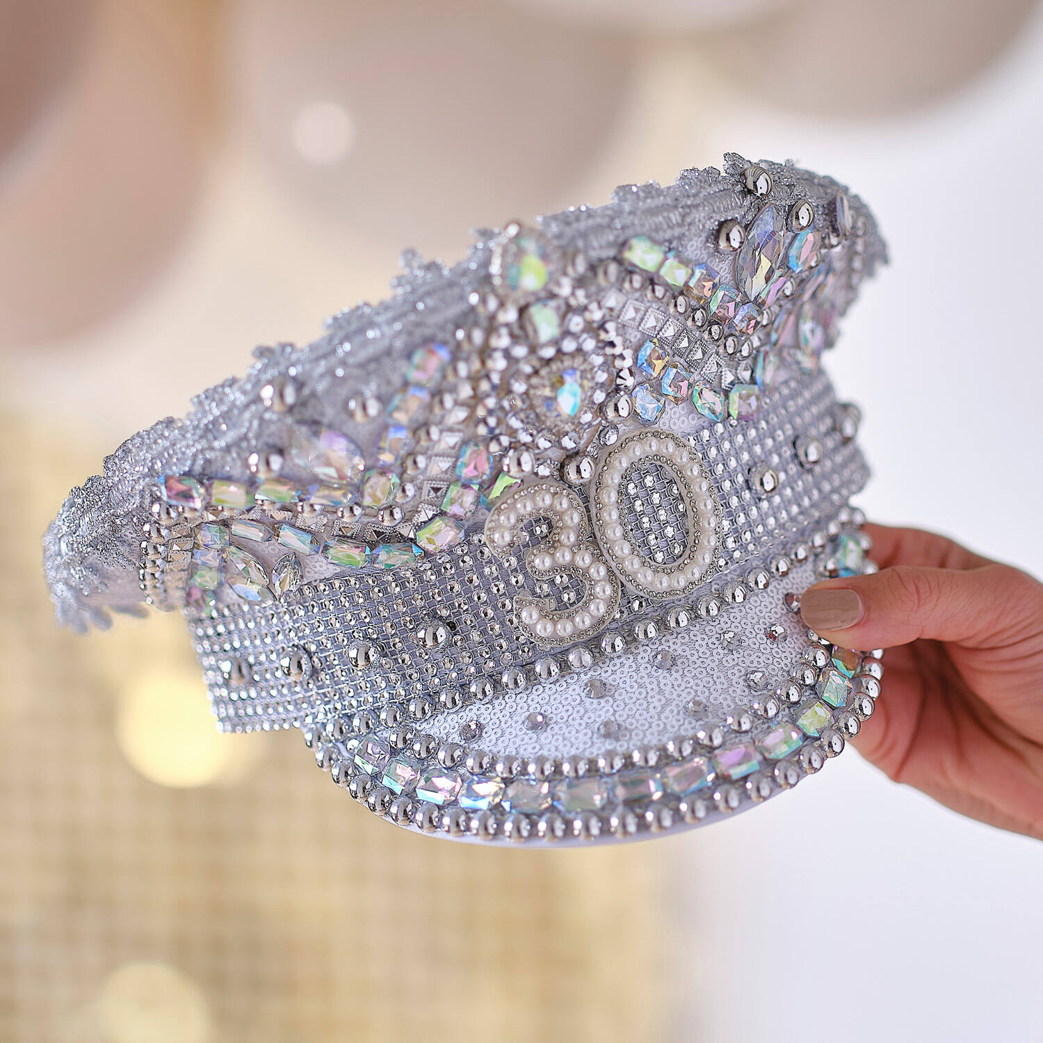 Wearables - 30 Milestone Silver Embellished Sequin Hat