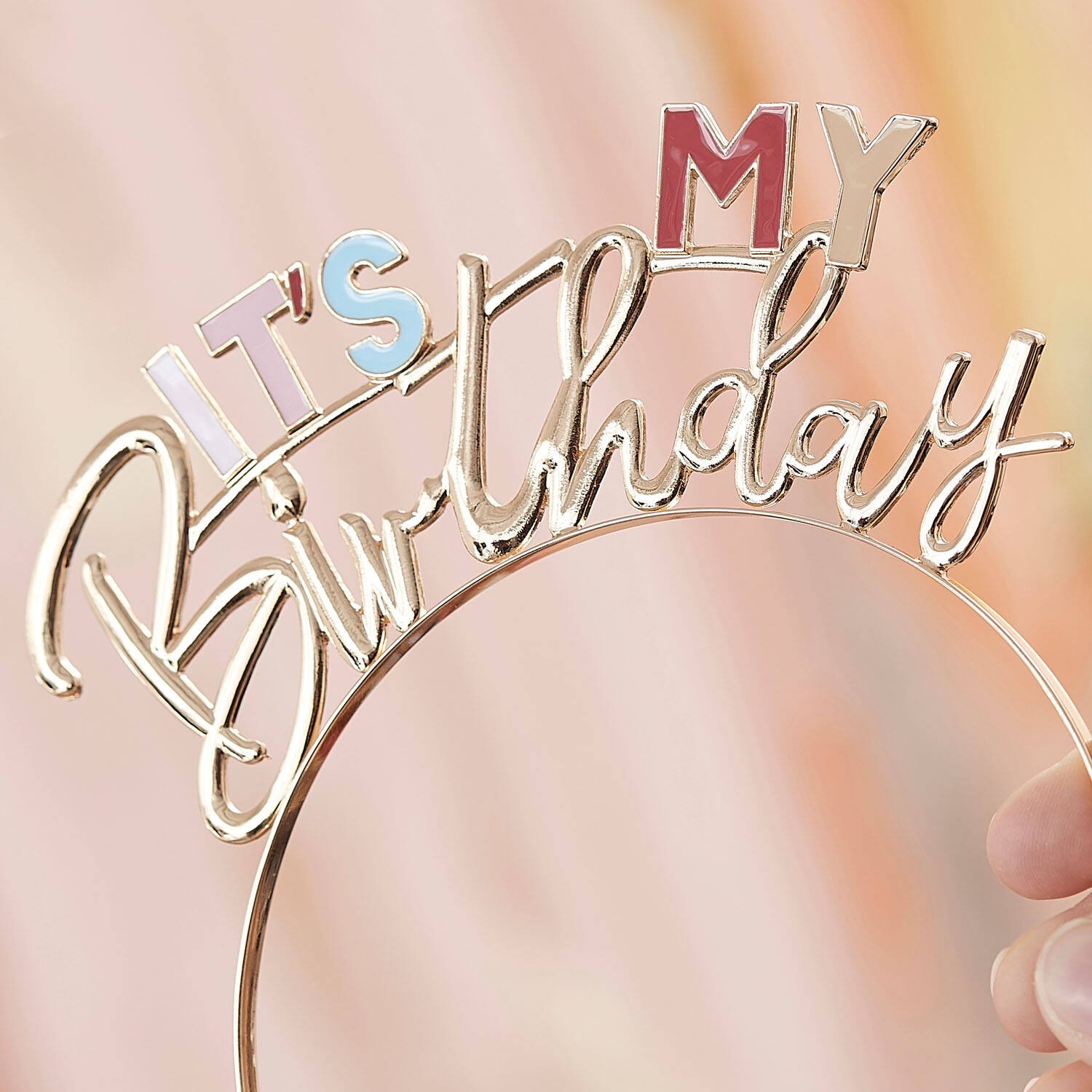 Headband - It's My Birthday - Gold and Pastel