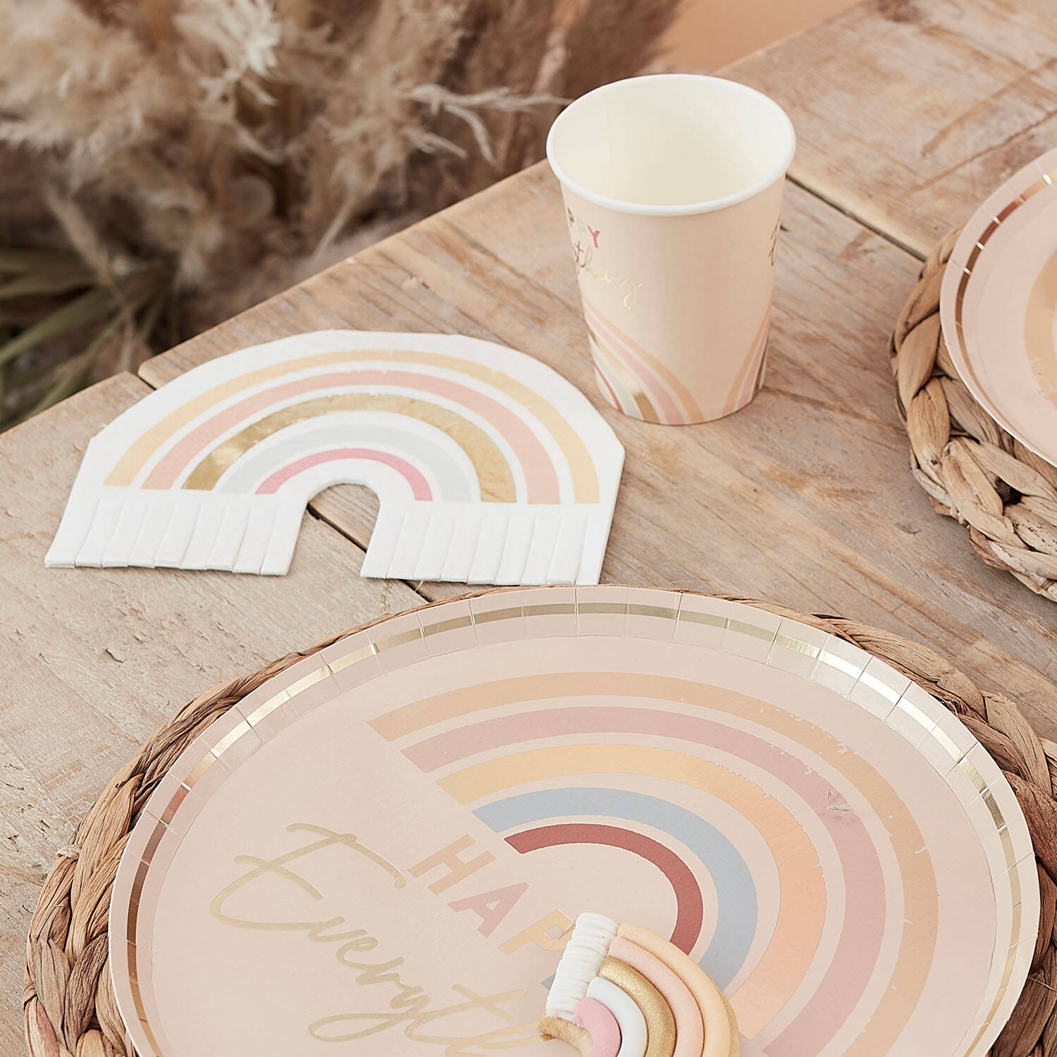 Napkin - Rainbow Fringe - Gold Foiled