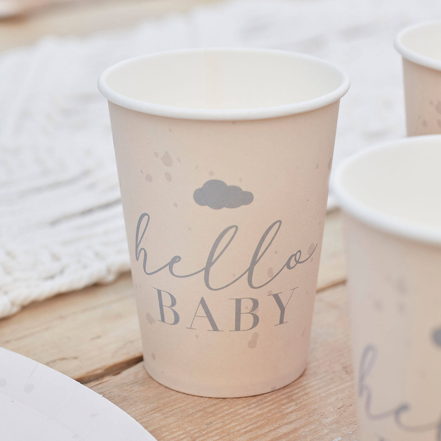 Eco Paper Cups - Hello Baby Speckle - Cream & Grey
