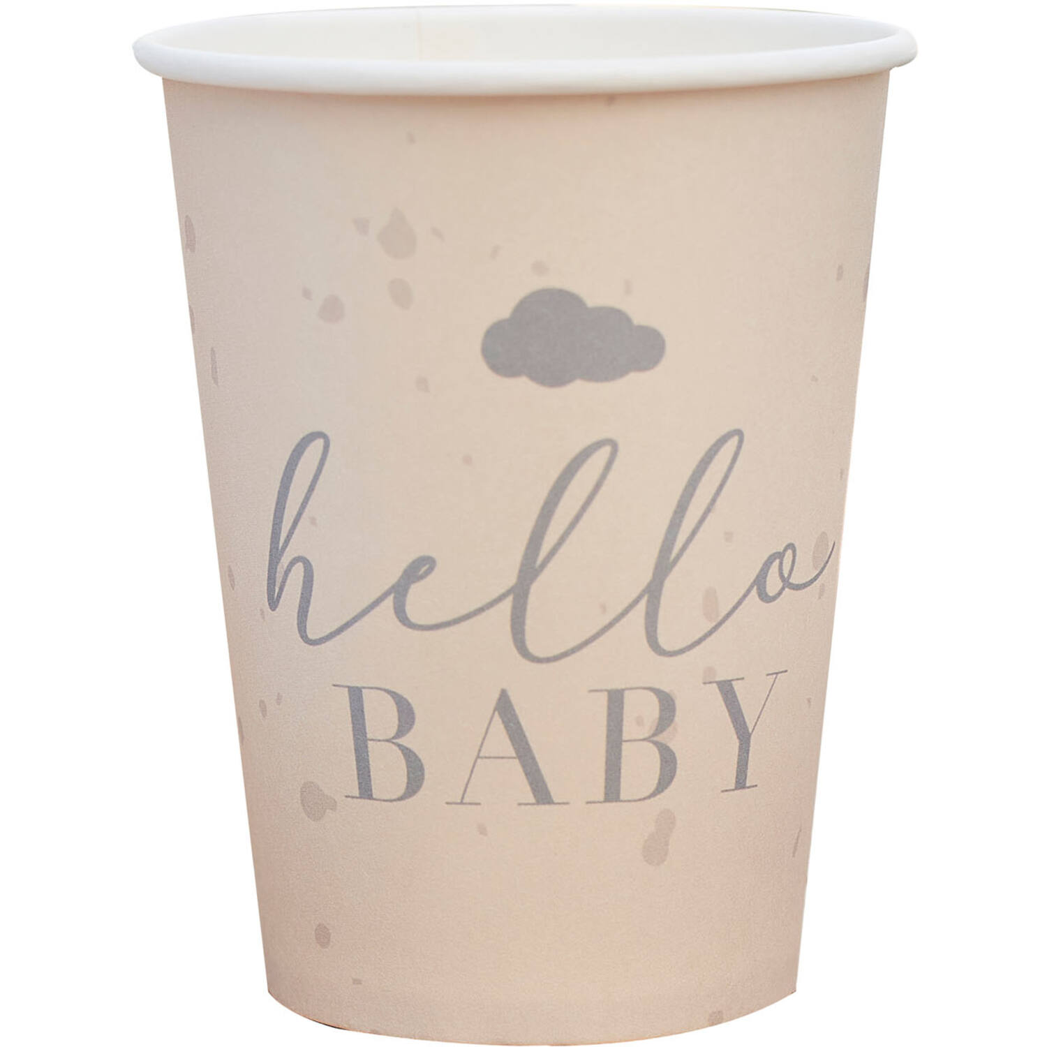 Eco Paper Cups - Hello Baby Speckle - Cream & Grey