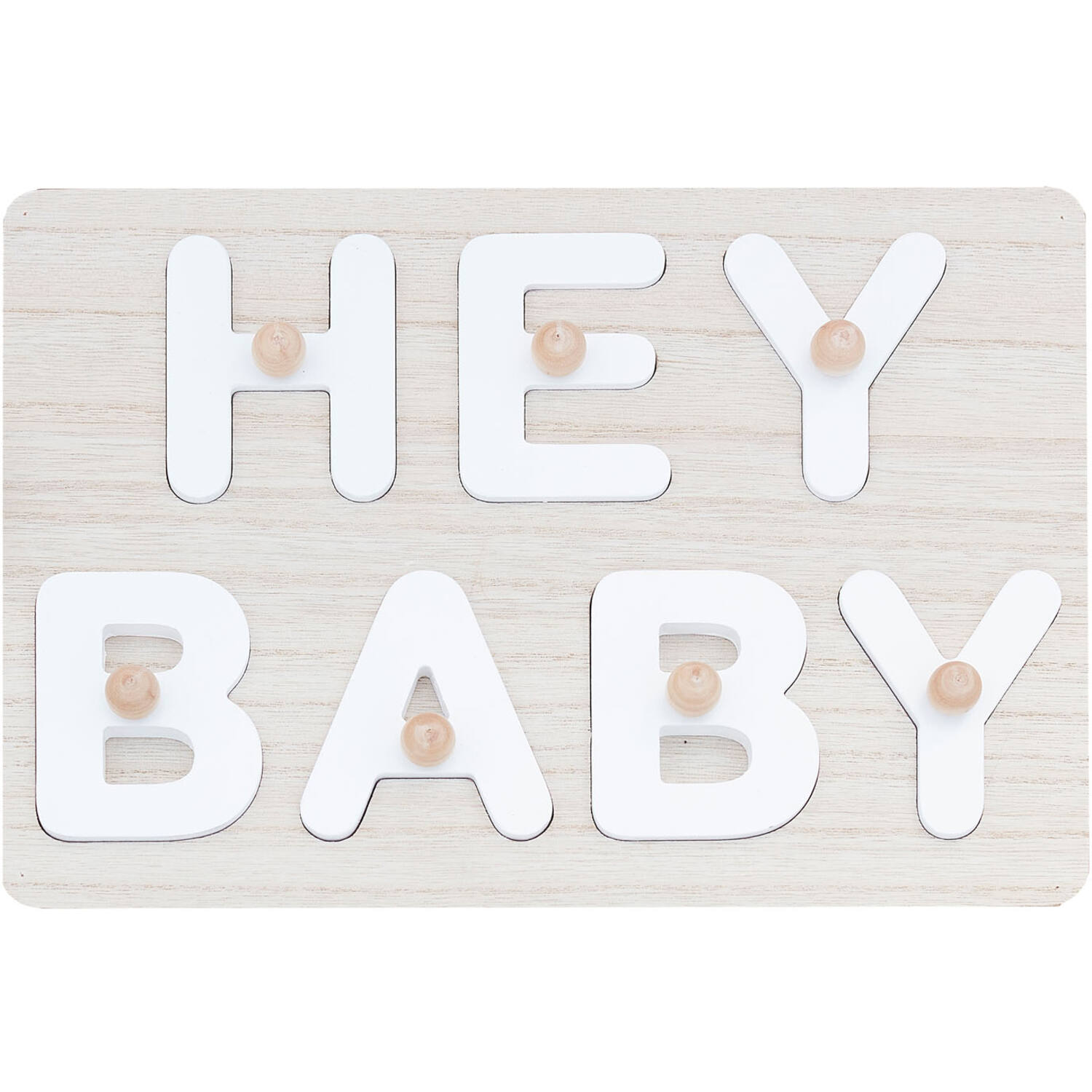 Alternative Guest Book - Hey Baby Wooden Puzzle - White