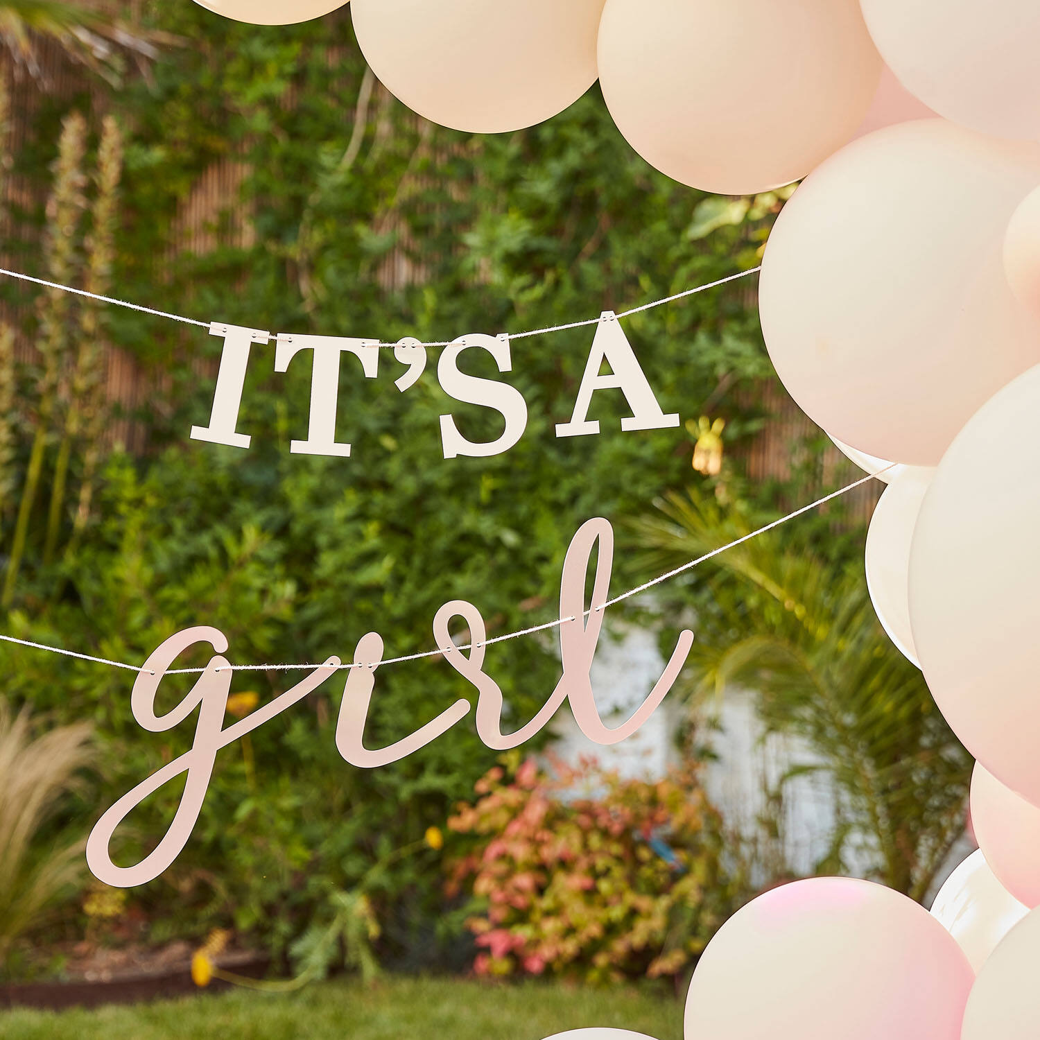 Eco Bunting - It's A Girl - White & Blush