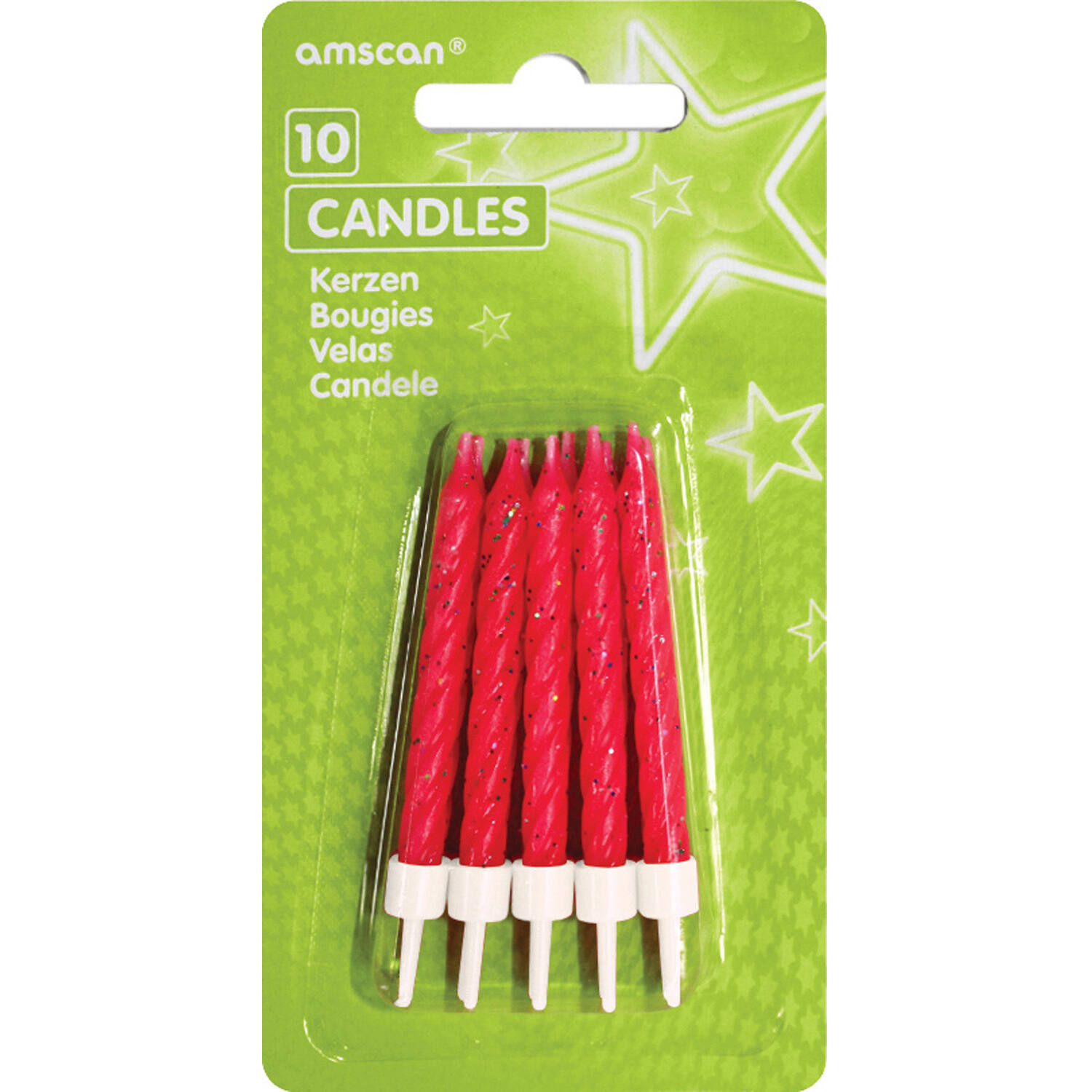 10 Spiral Candles Glitter Pink Height 6.3 cm