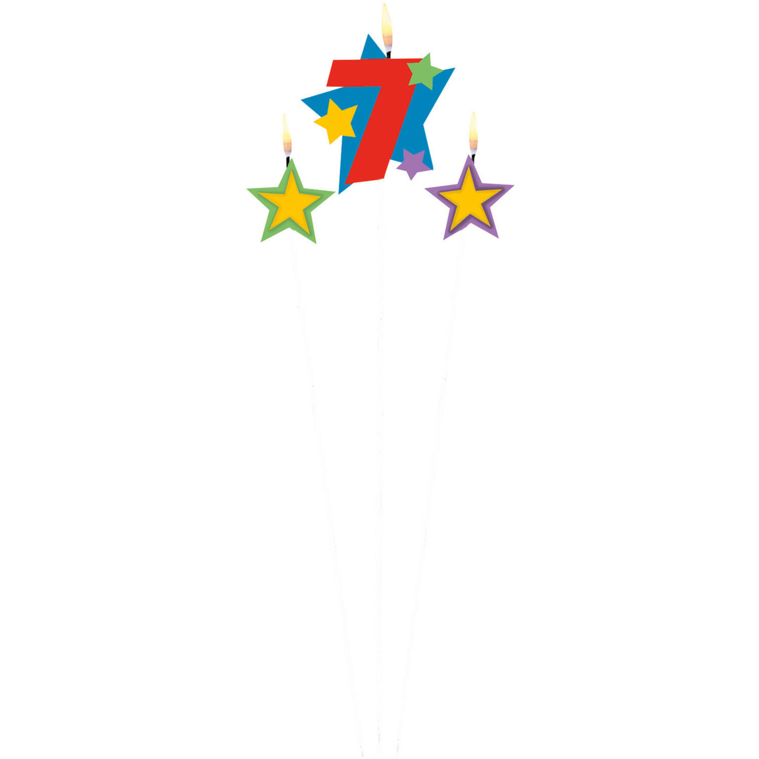 Numeral Candle 7 with 2 Star Candles Height 12.2/13.5 cm