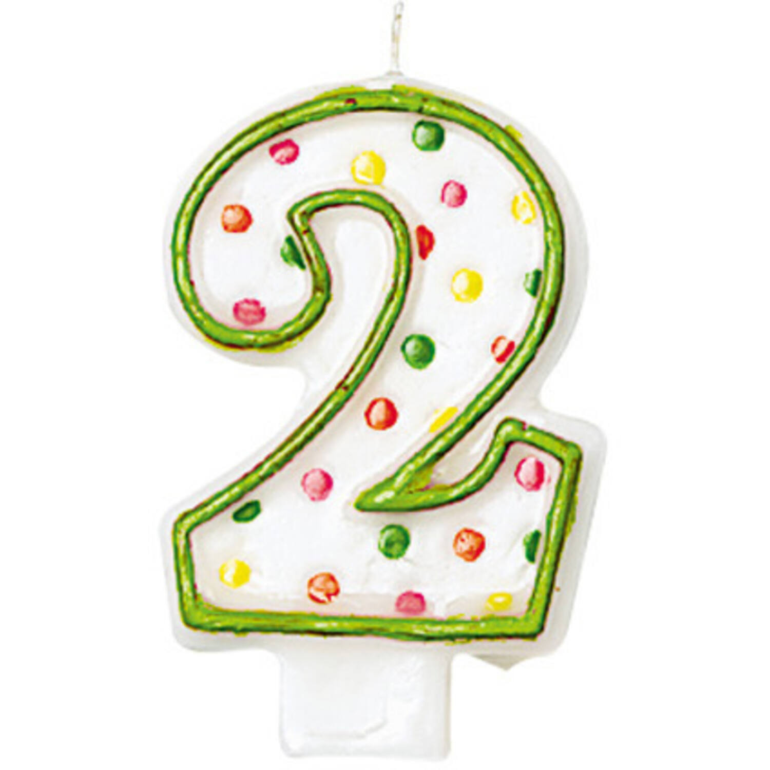 Numeral Candle 2 Polka Dots Height 7.6 cm