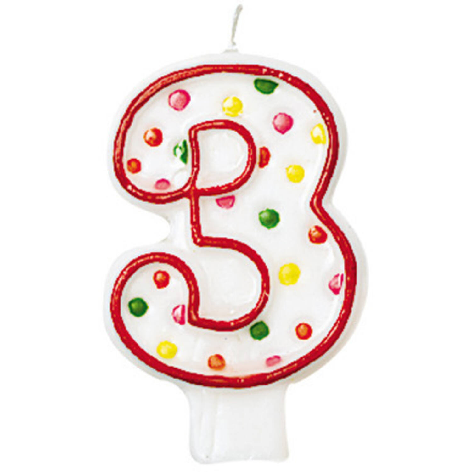 Numeral Candle 3 Polka Dots Height 7.6 cm