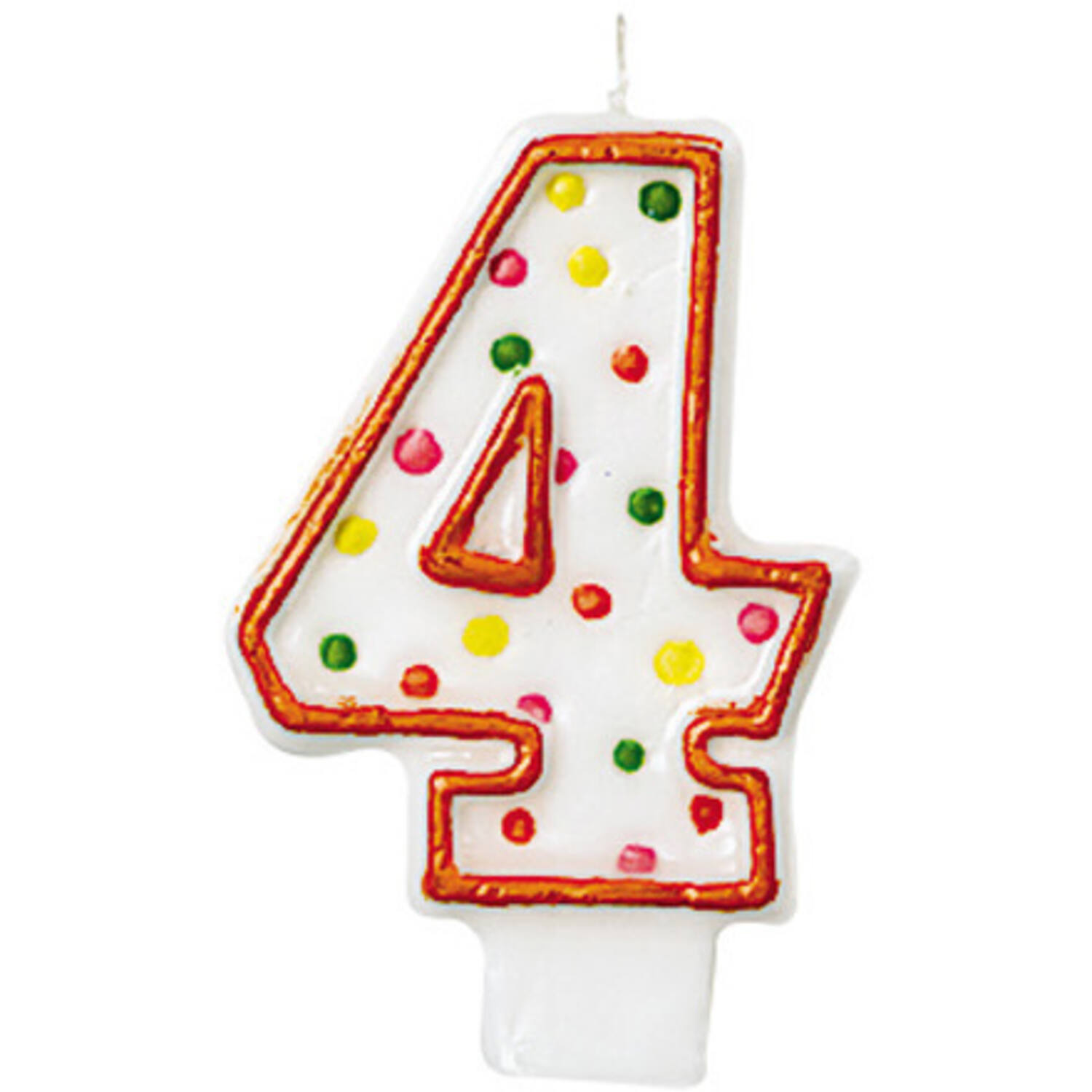 Numeral Candle 4 Polka Dots Height 7.6 cm