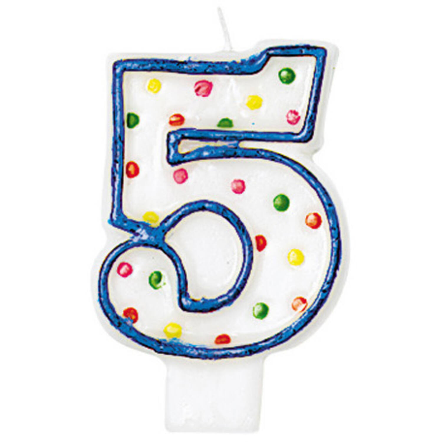 Numeral Candle 5 Polka Dots Height 7.6 cm