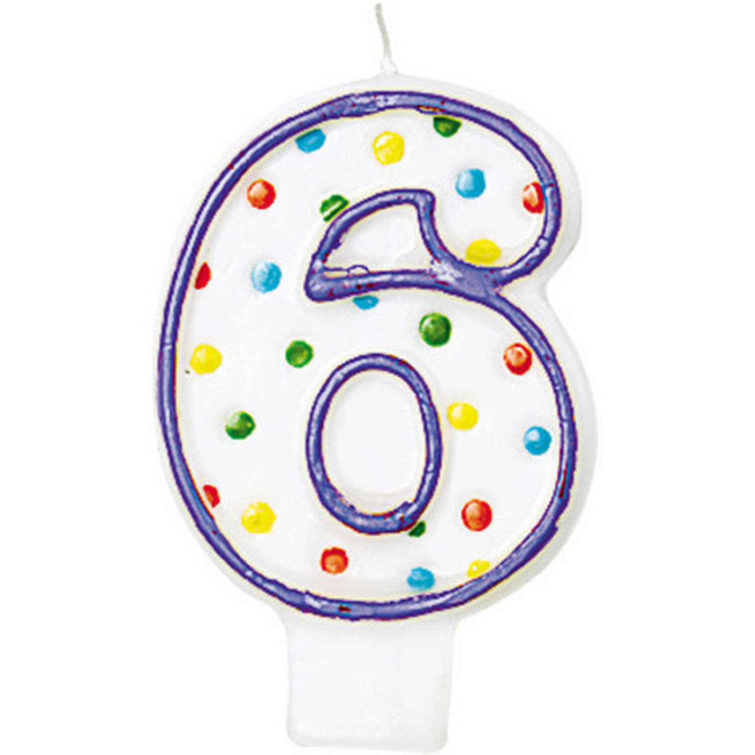 Numeral Candle 6 Polka Dots Height 7.6 cm