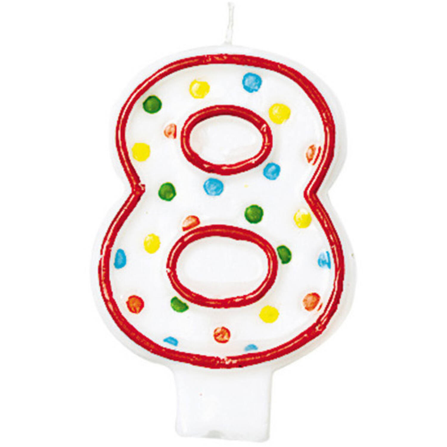 Numeral Candle 8 Polka Dots Height 7.6 cm